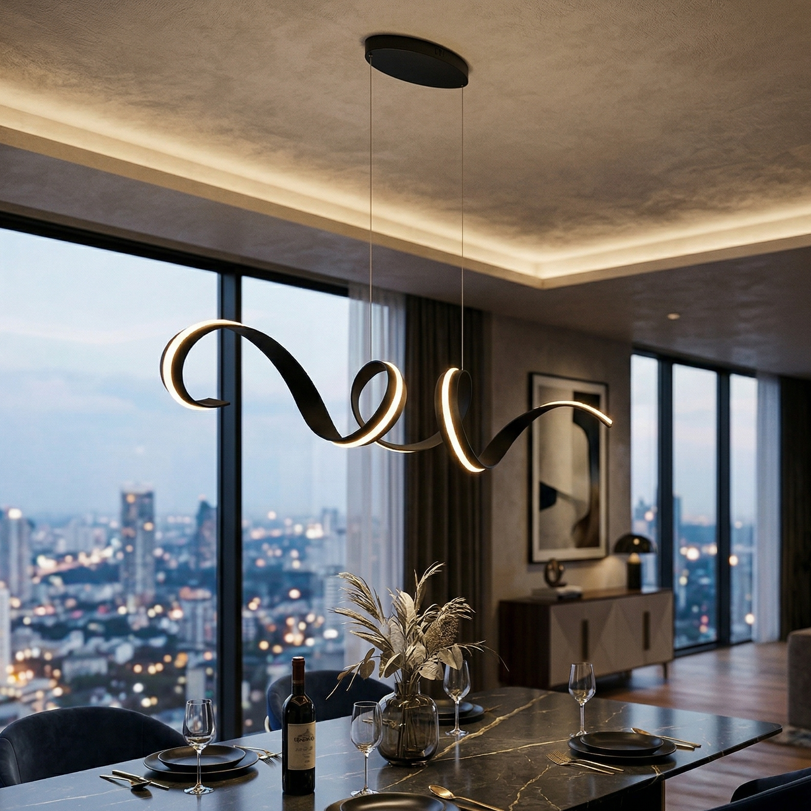 Lustra LED Liniara Suspendata PREMIUM CINQUE CISENNA Echivalent 1000W