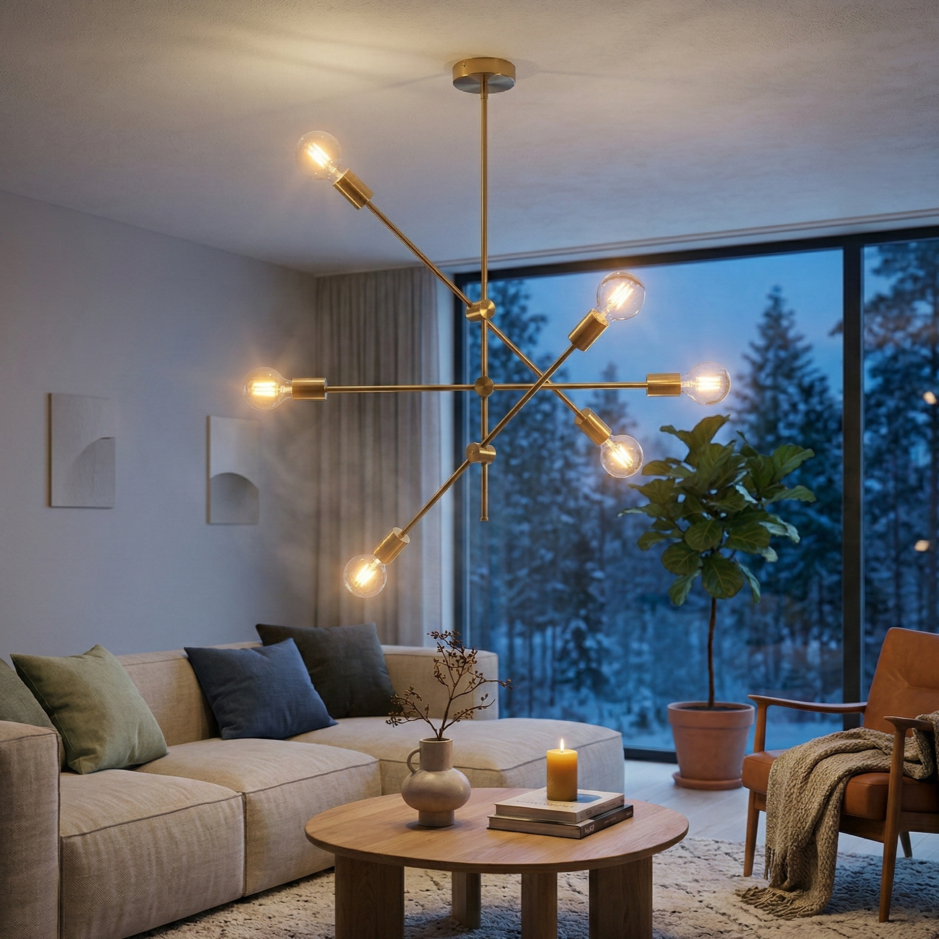 Lustra Stil Nordic Gold Mid-Century 6xE27