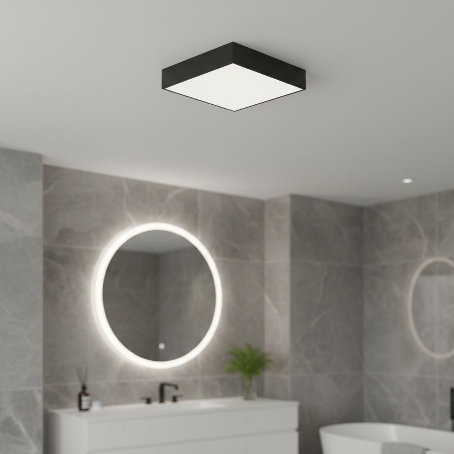 Plafoniera LED Quadro Black Ultra-Slim 30cm - 24W Echivalent 250W, 3 Lumini, IP54