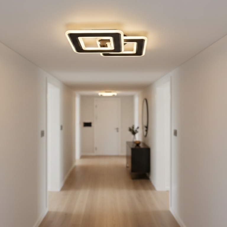 Aplica LED Square GRIDLINE Neagra Echivalent 300W Telecomanda