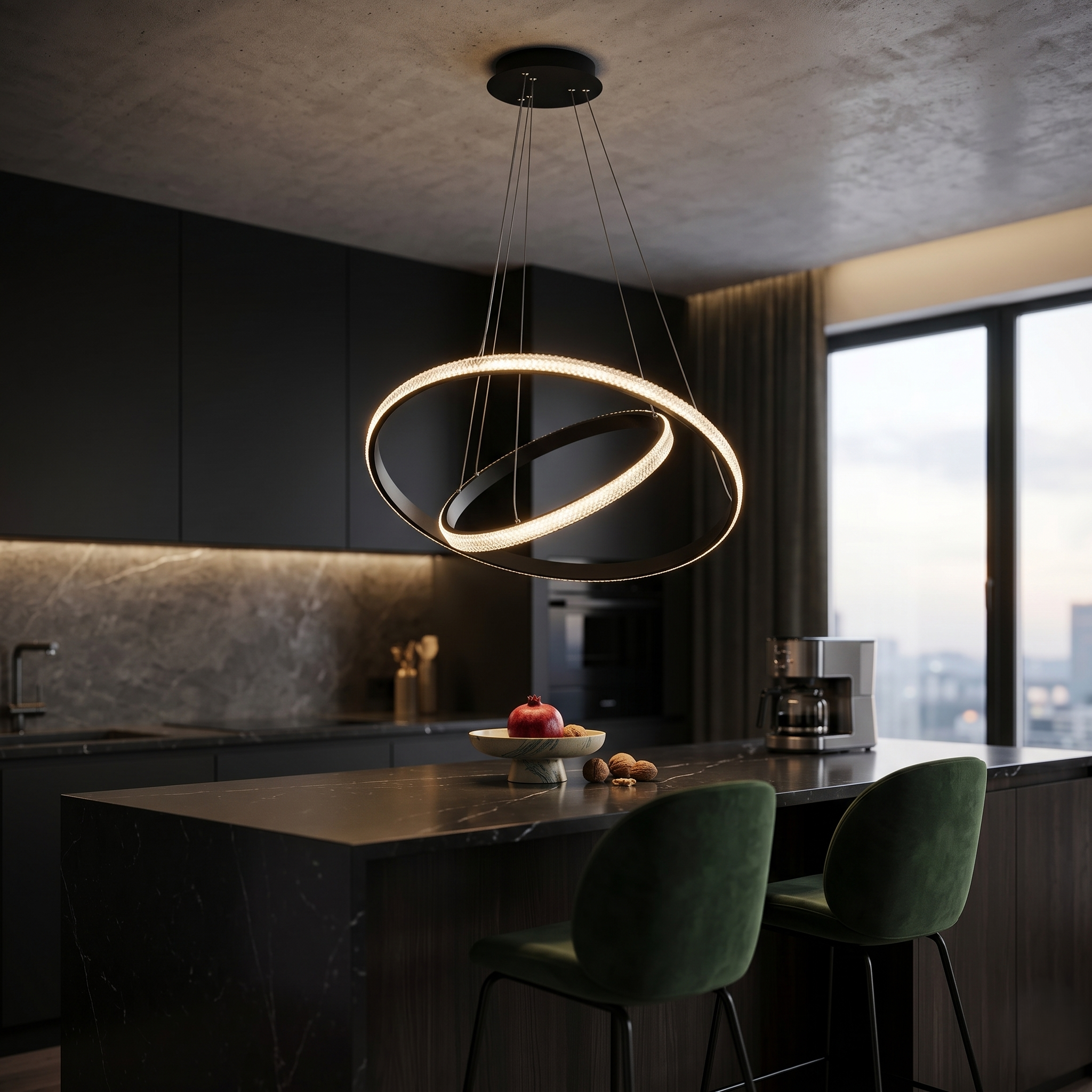 Lustra LED Suspendata Black ZELA 2 Segmente Echivalent 400W