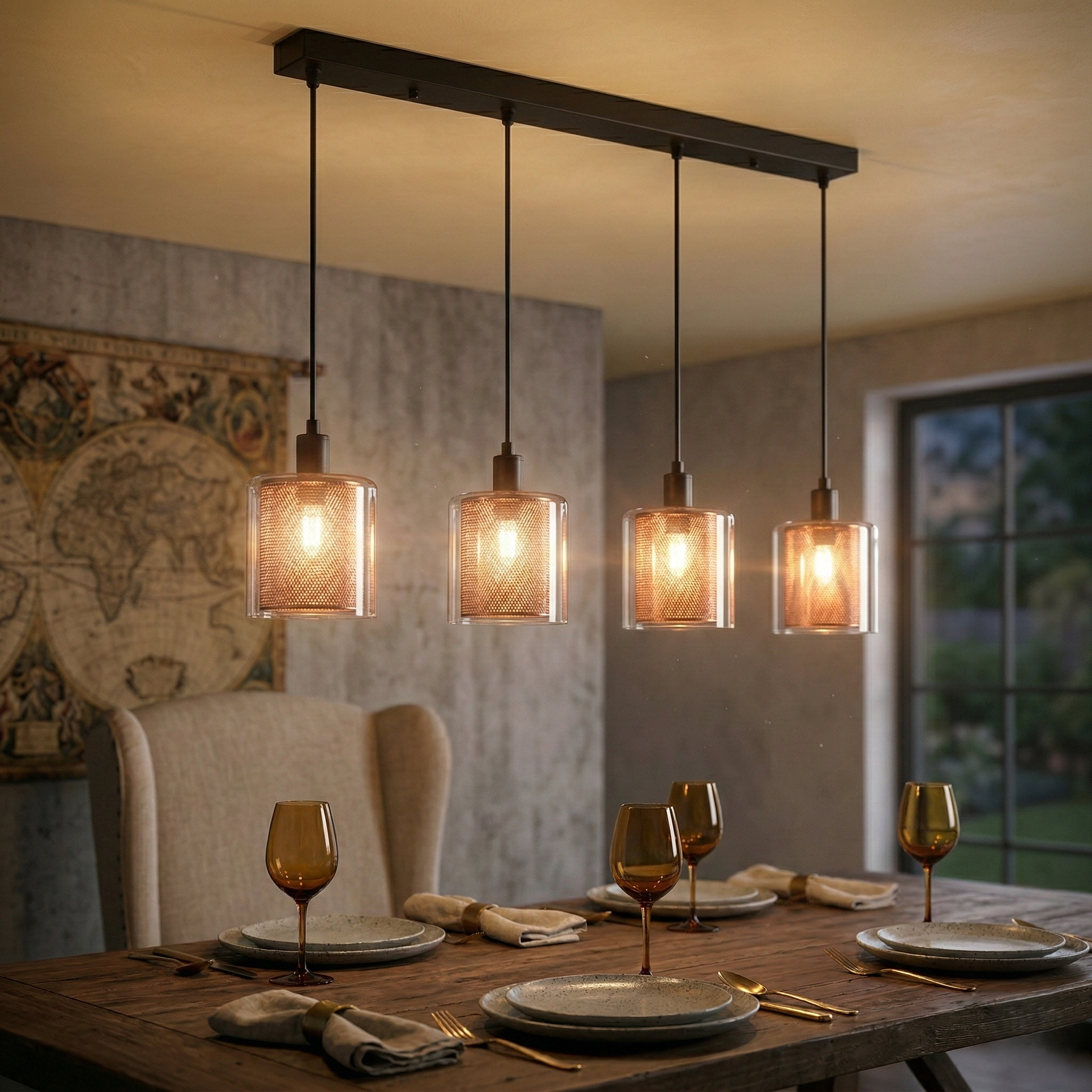 Lustra Suspendata Liniara 4xE14 Cooper Black