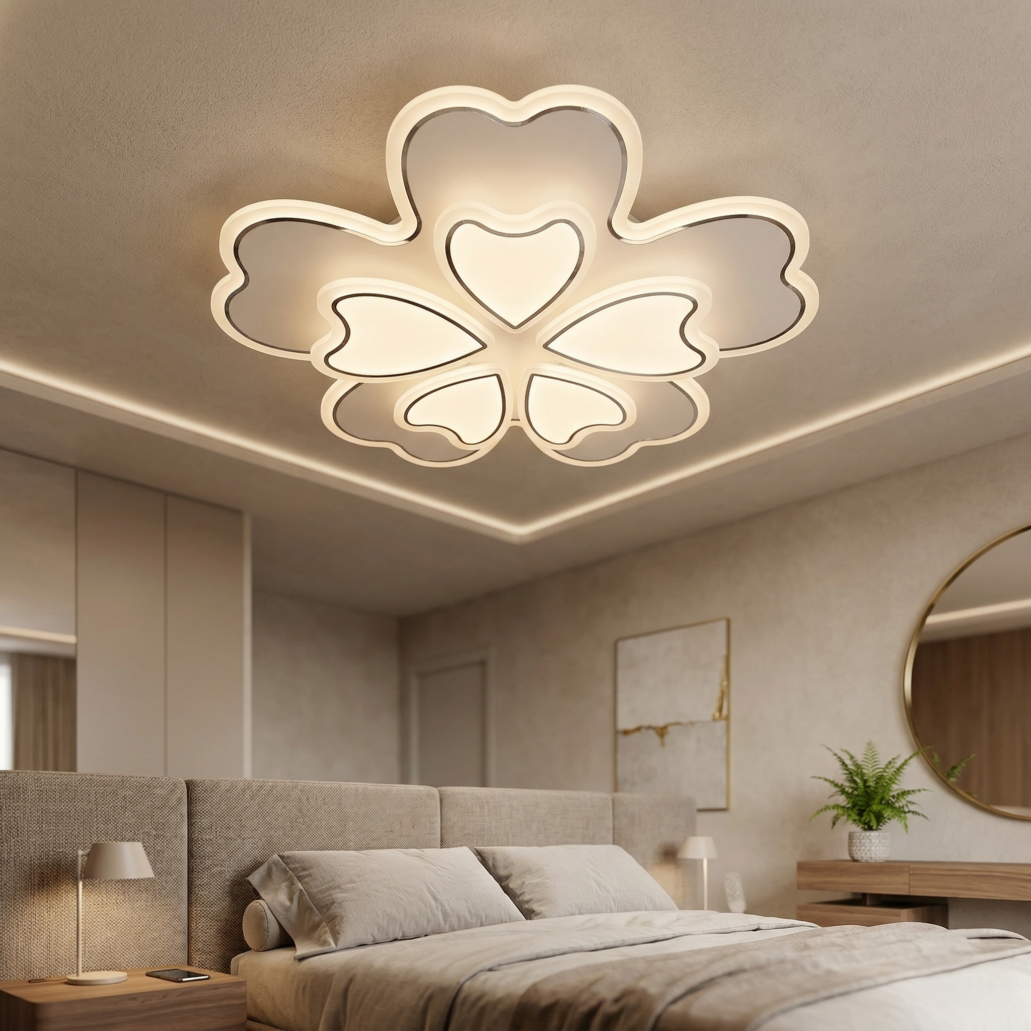 Lustra LED White CLOVER Echivalent 600W Telecomanda