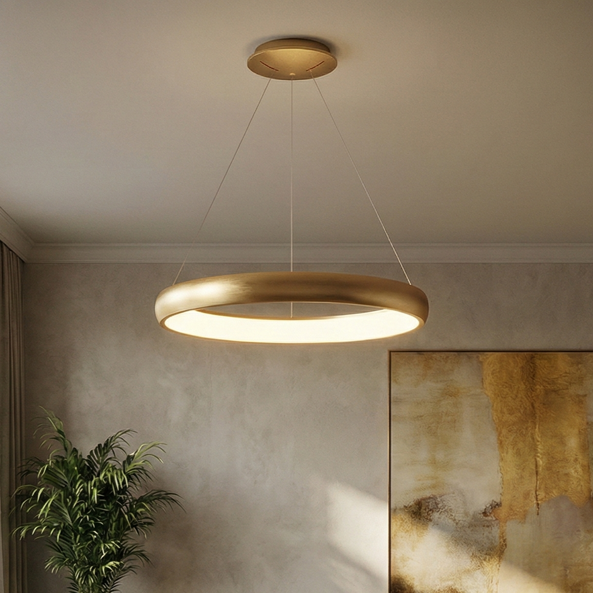 Lustra LED Suspendata BELLA Gold, 3 Lumini din buton Echivalent 500W