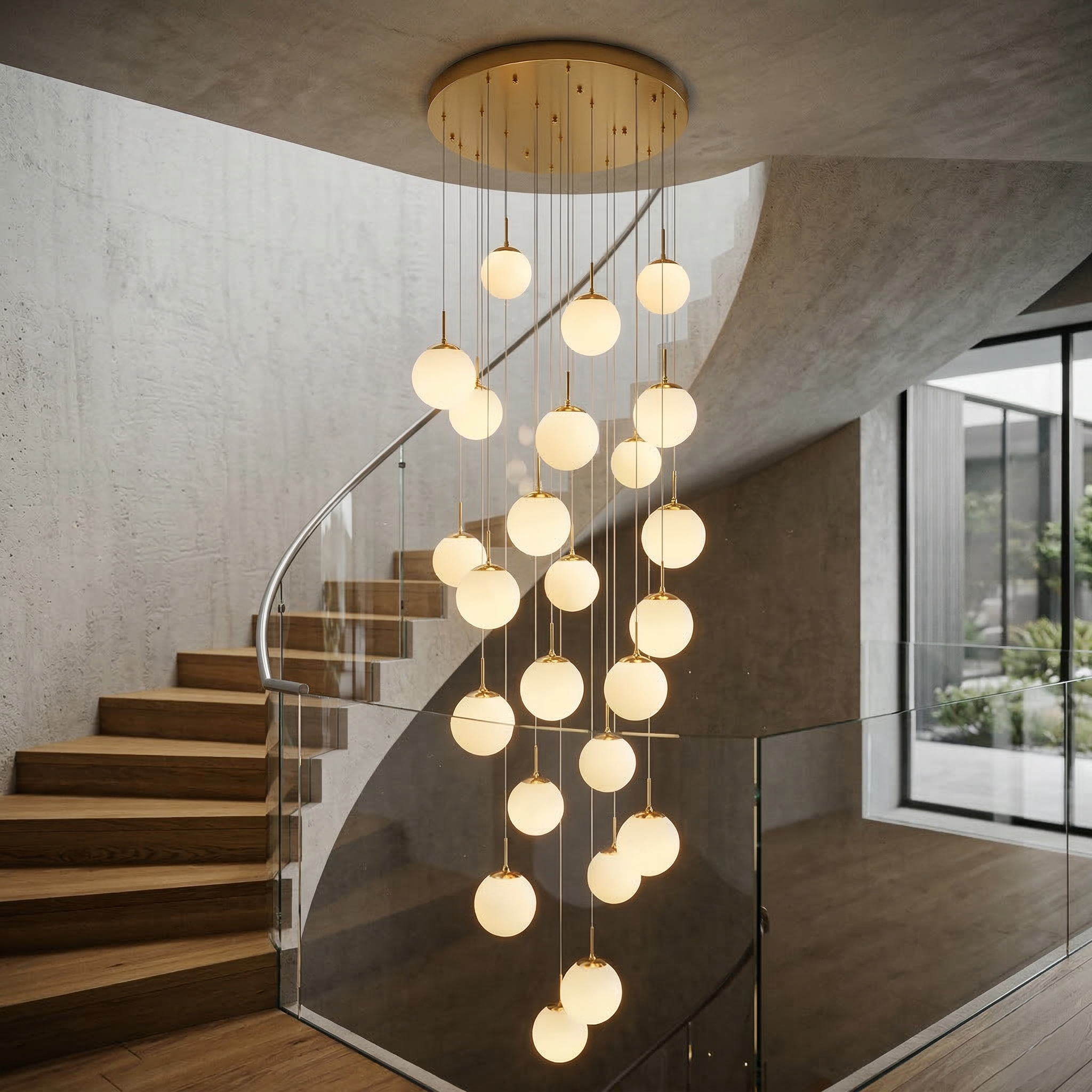 Lustra Abajur Mat GOLD Luxury STAIRCASE Gigant 25xE27