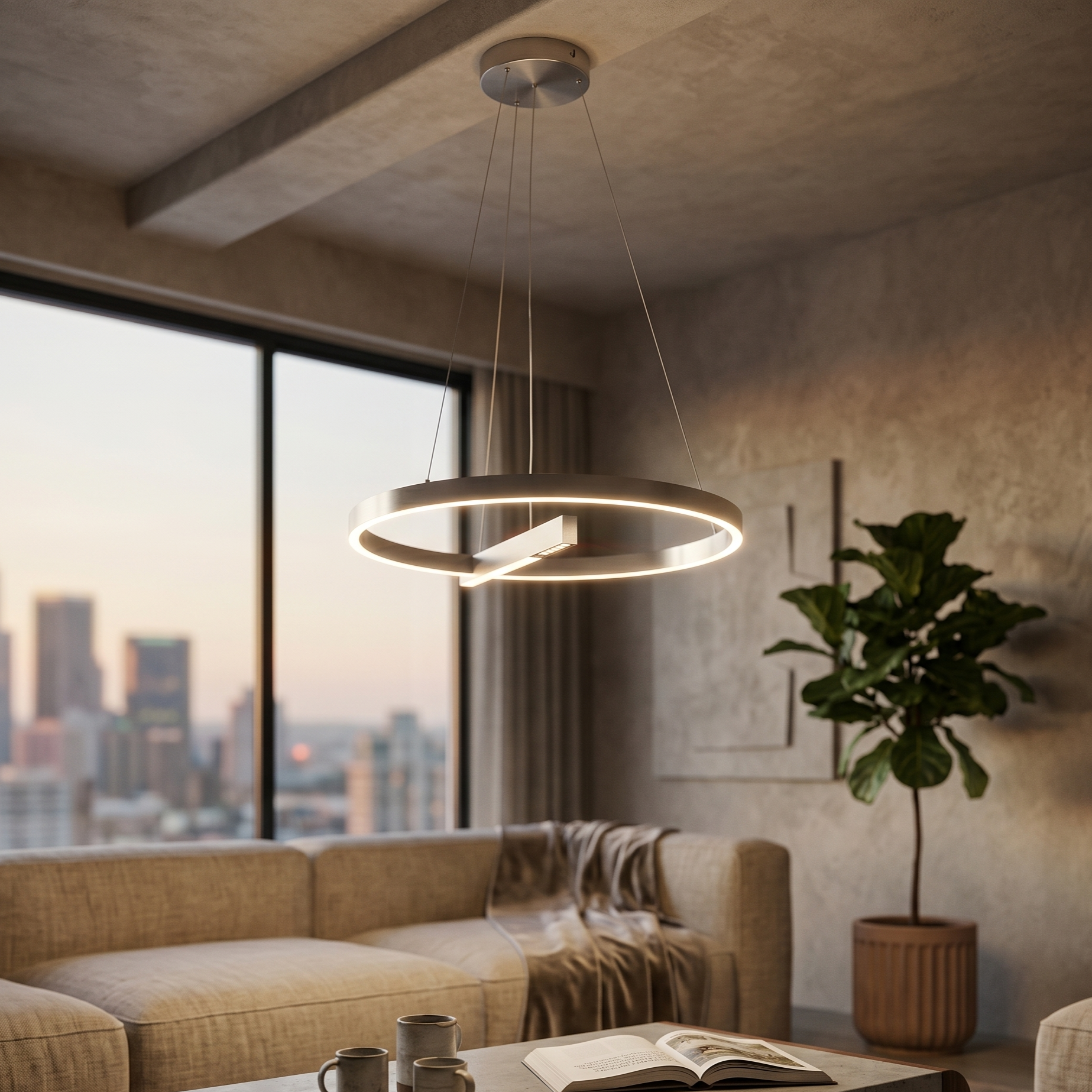 Lustra LED Suspendata Silver NIMBO Echivalent 300W