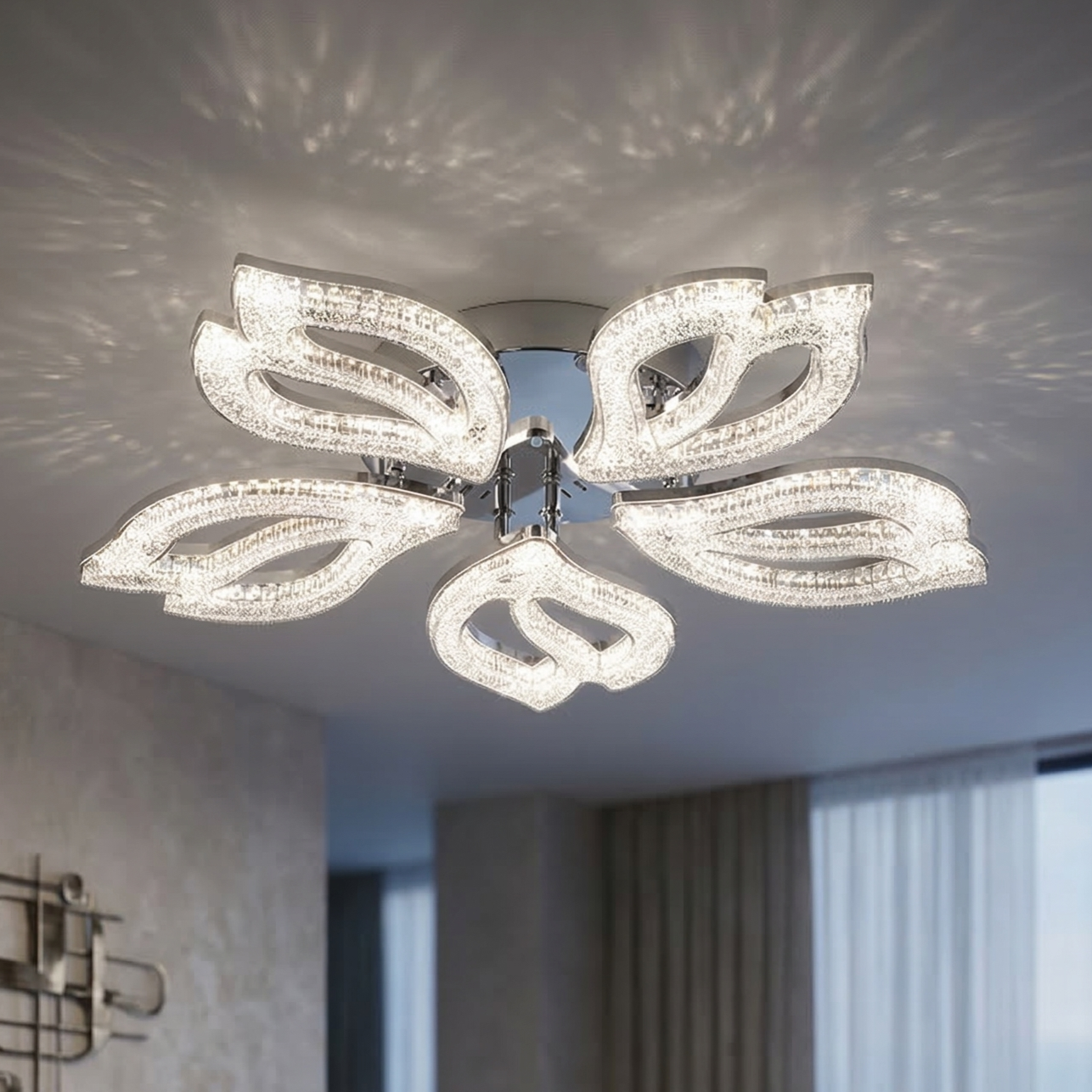 Lustra LED ANEMONE Sparkle Chrome Echivalent 600W Telecomanda