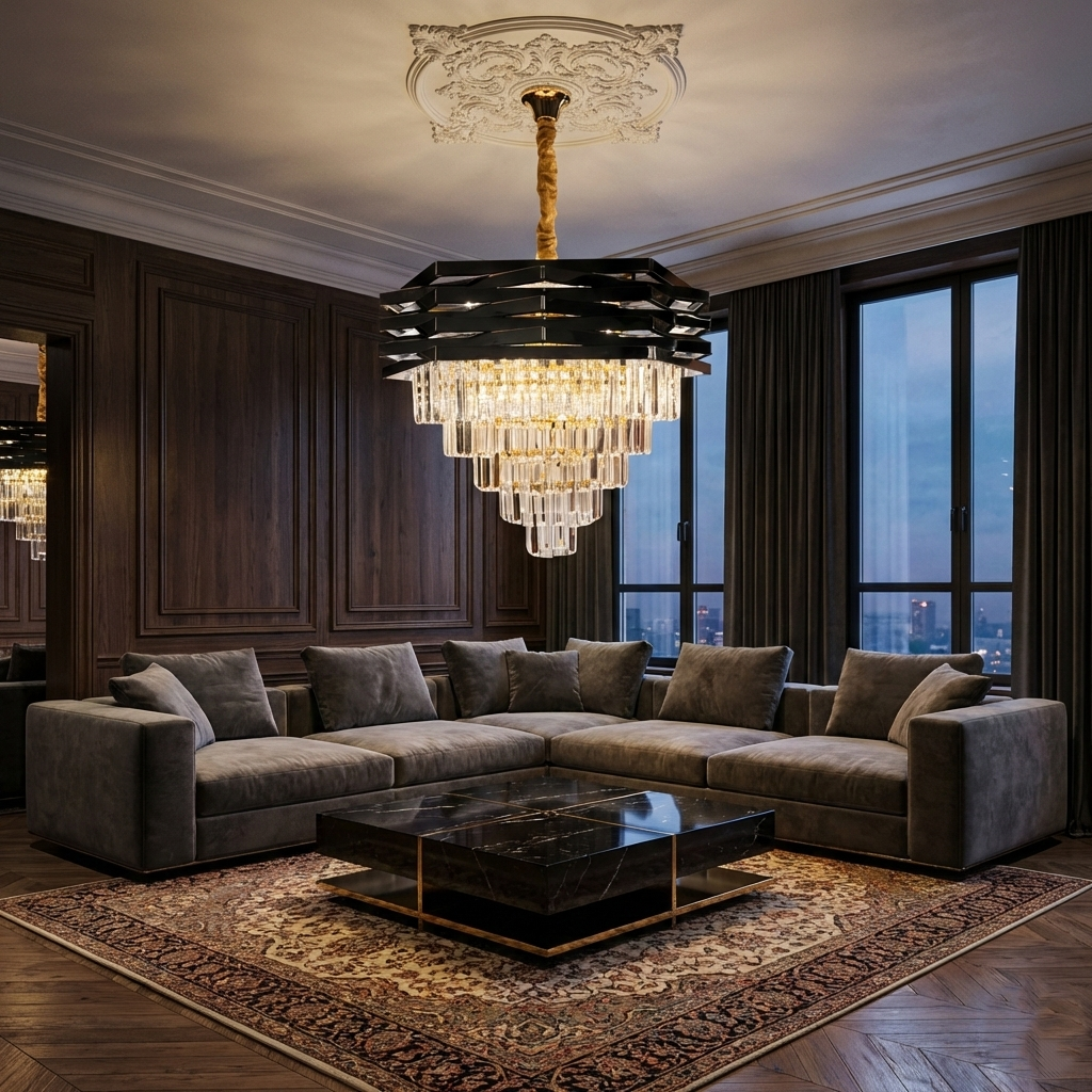 Candelabru Cristal Black MALVINA ⌀60CM