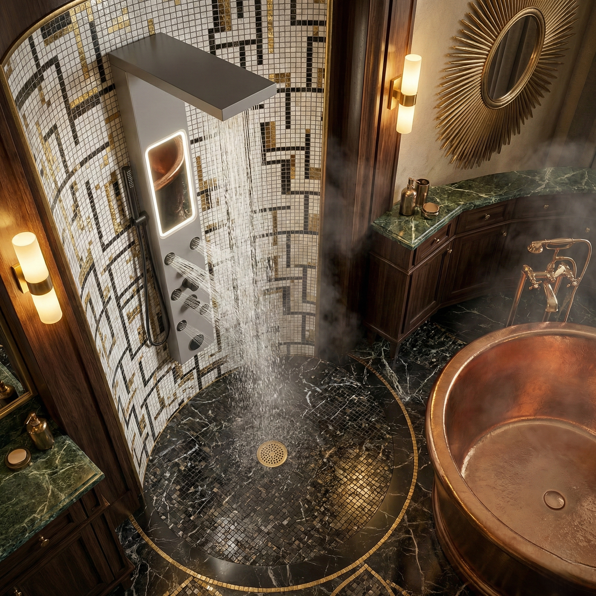 Panou de Dus Premium Silver ArcticFlow- Oglinda, Masaj, LED