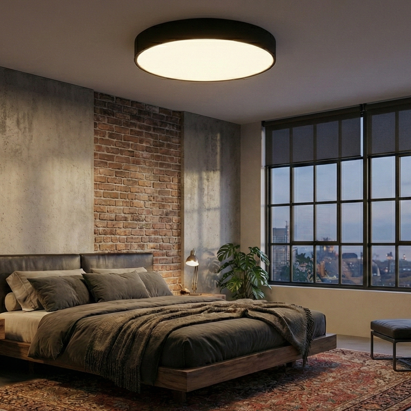 Plafoniera LED Neagra 36W BLADE Rotunda Echivalent 400W Dimabila 3 Lumini din Buton