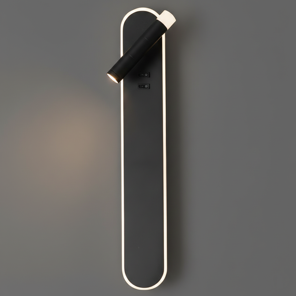 Aplica LED Liniara Neagra 50cm AXIS cu Spot Orientabil si Buton ON/OFF