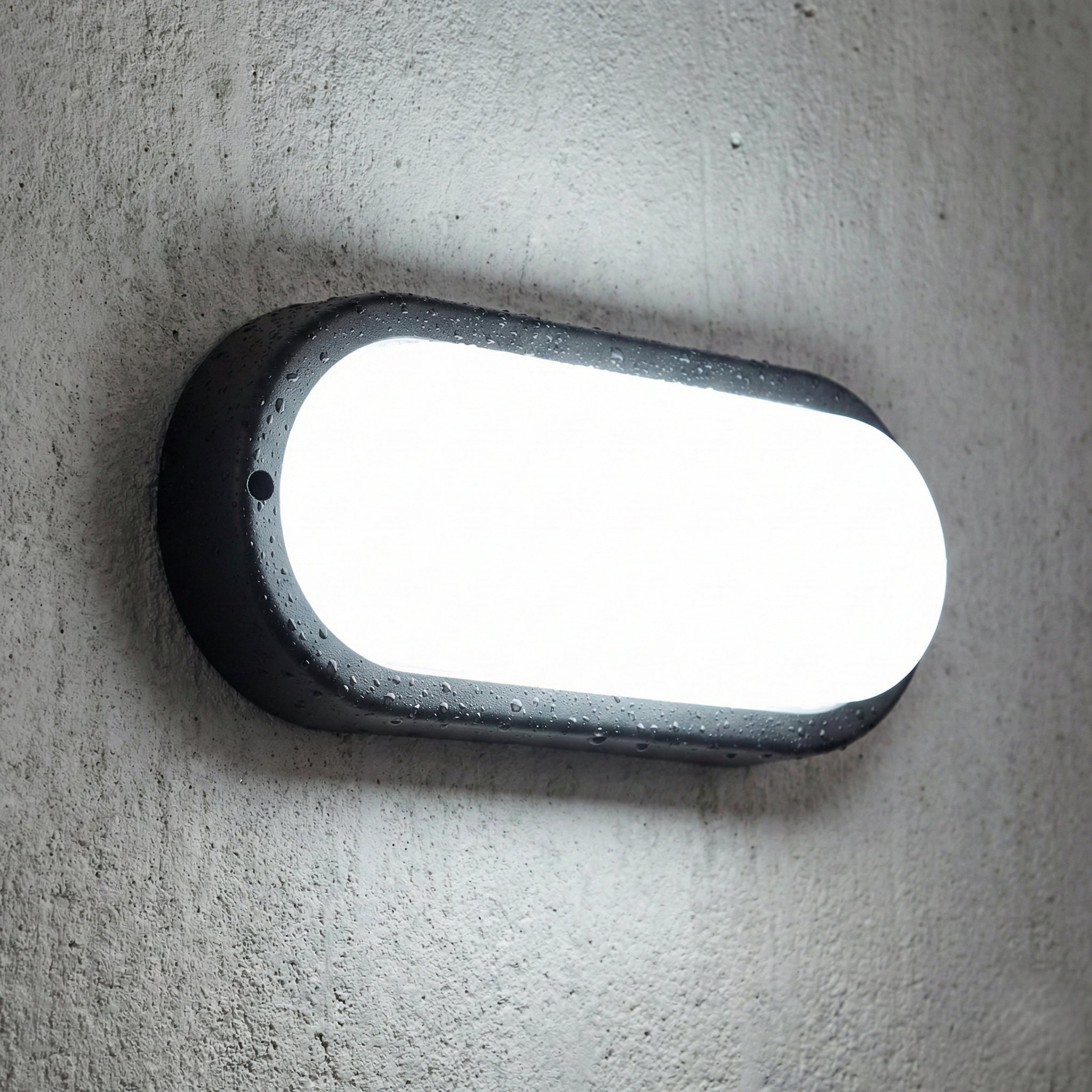 Aplica LED 12W Ovala BAT Neagra Exterior Echivalent 100W