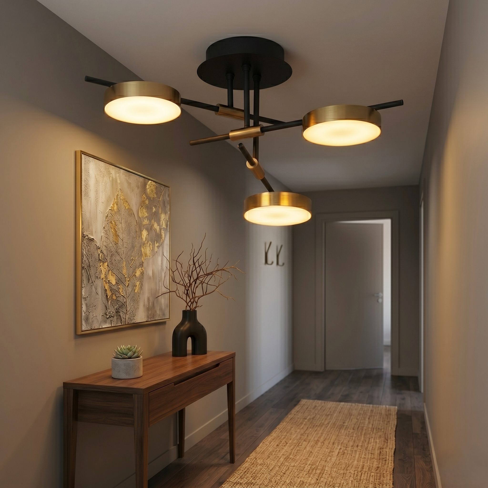 Lustra LED Kara Gold & Black Lumina Calda Echivalent 200W