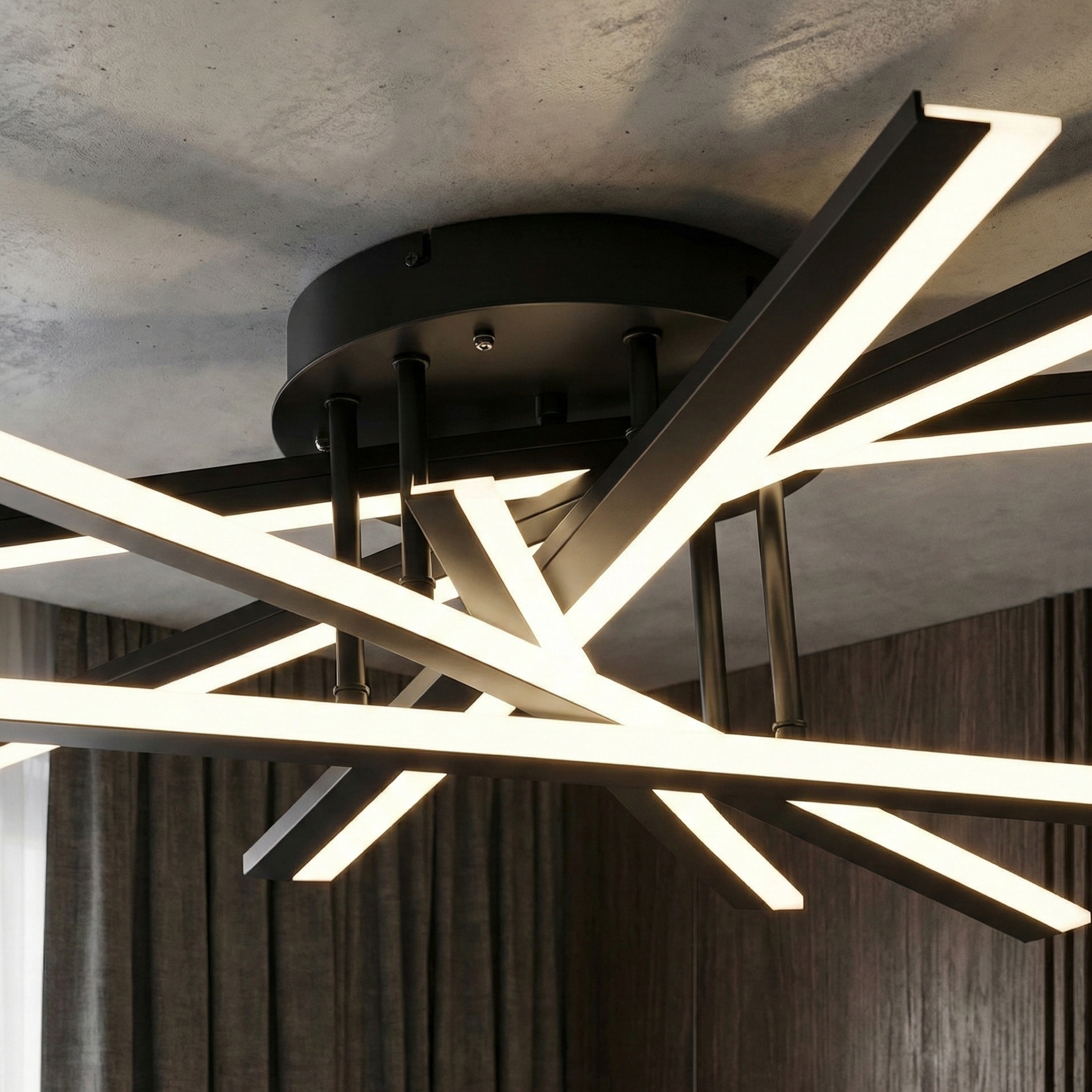 Lustra LED 6 CROSS LINNES Negru Echivalent 600W Telecomanda