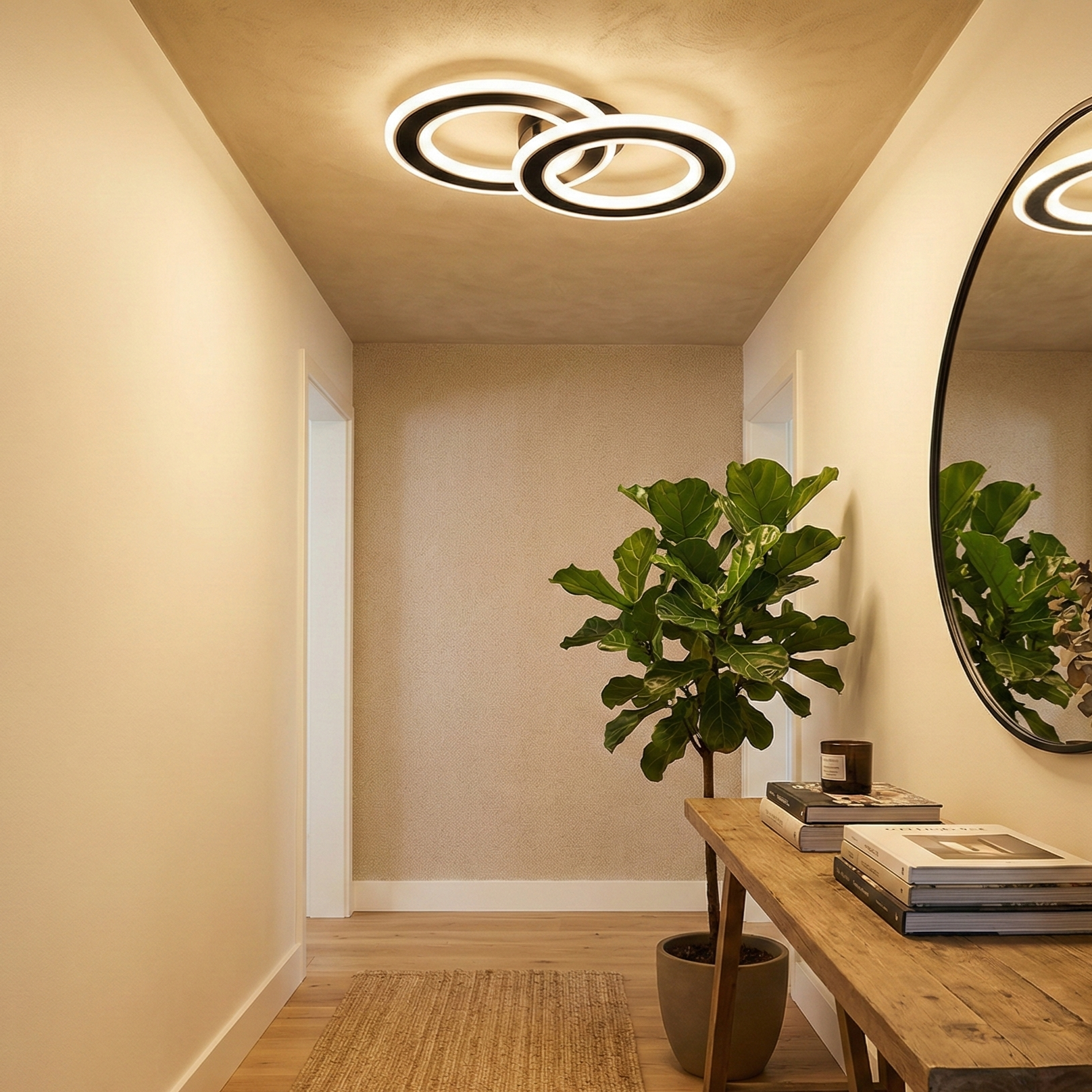 Aplica LED Circle GRIDLINE Neagra Echivalent 300W Telecomanda