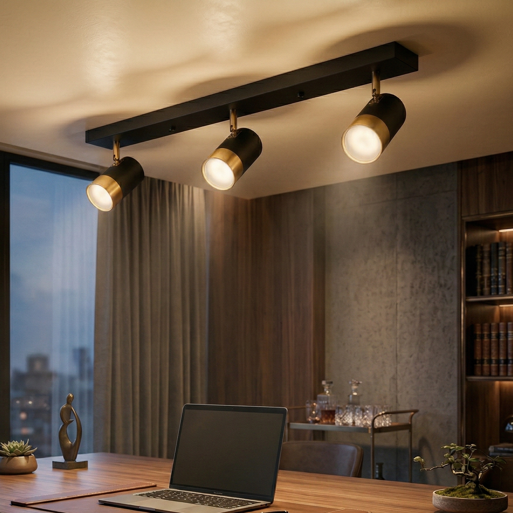 Spot pe Sina Reglabil Negru + Auriu Exquisite 3xGU10