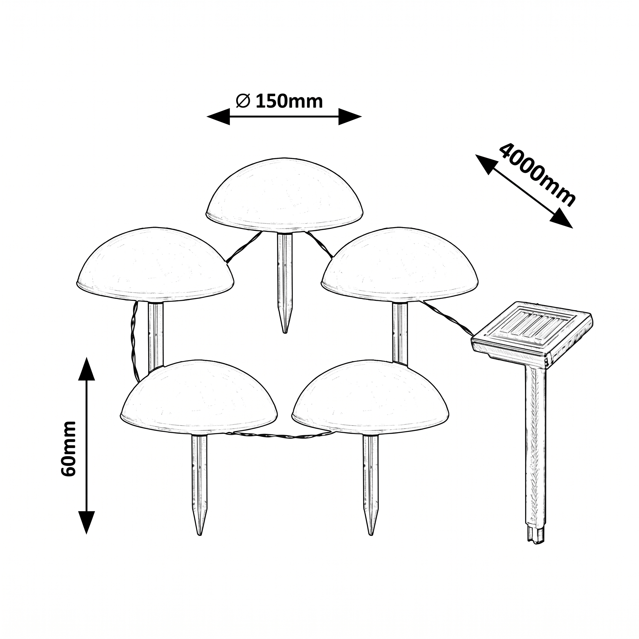 Set 5 x Stalp de Gradina MYLO cu Incarcare Solara Premium