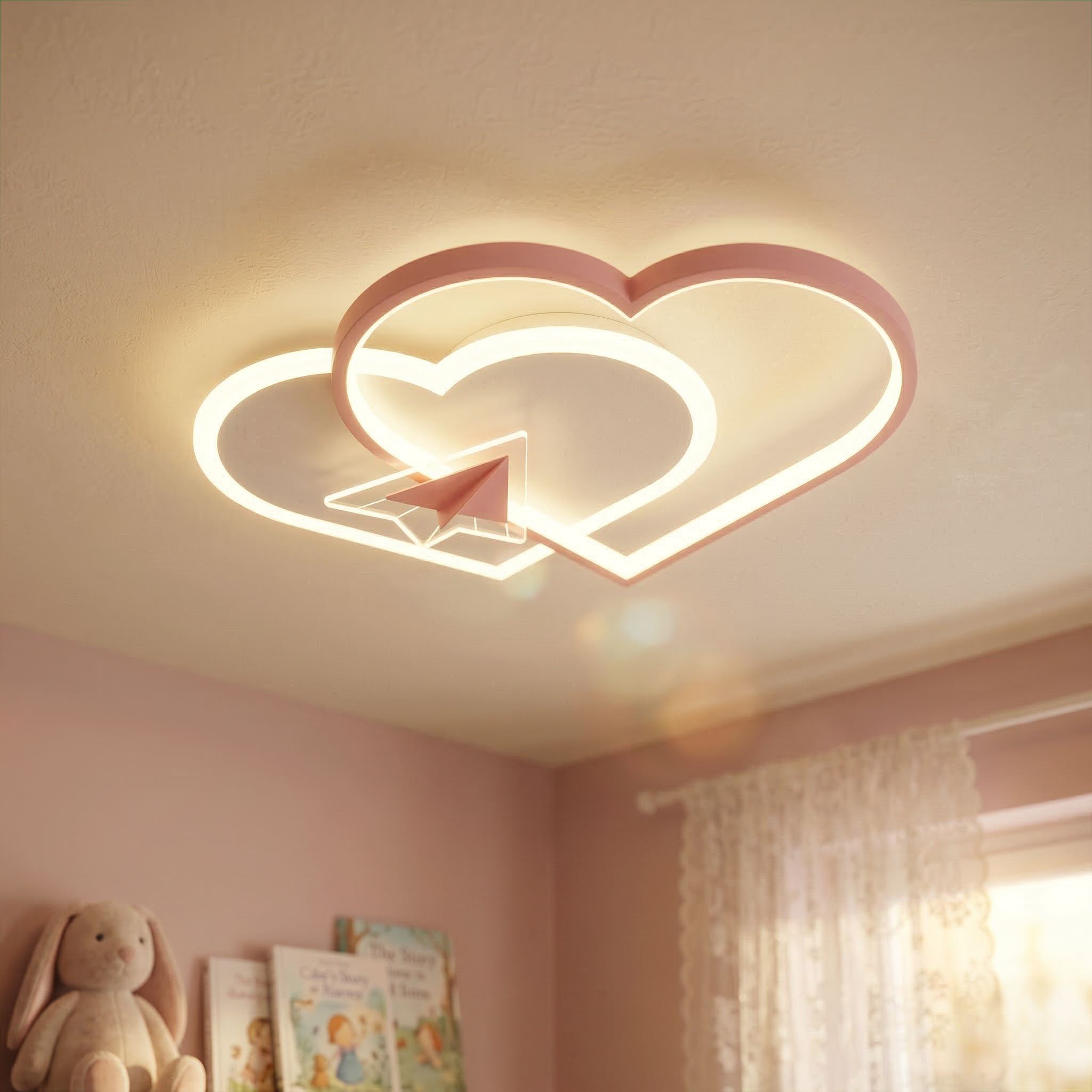 Lustra LED 78W PINK LOVE LETTER Echivalent 400W Telecomanda