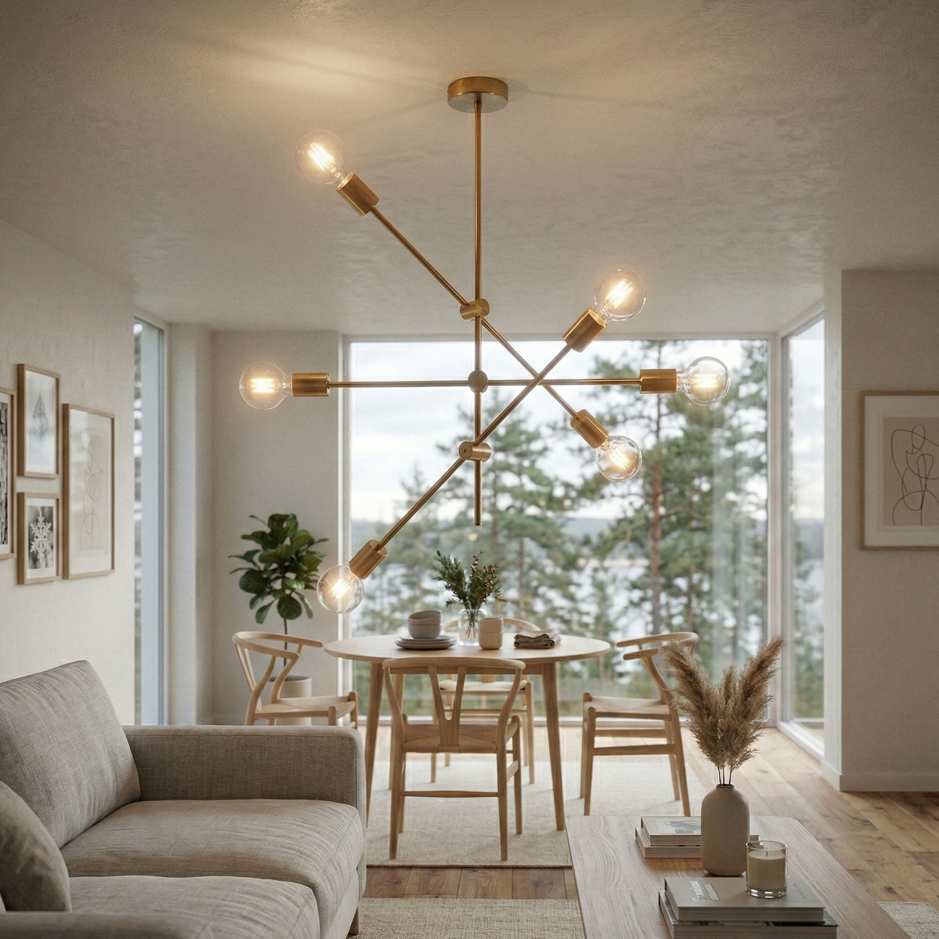 Lustra Stil Nordic Gold Mid-Century 6xE27