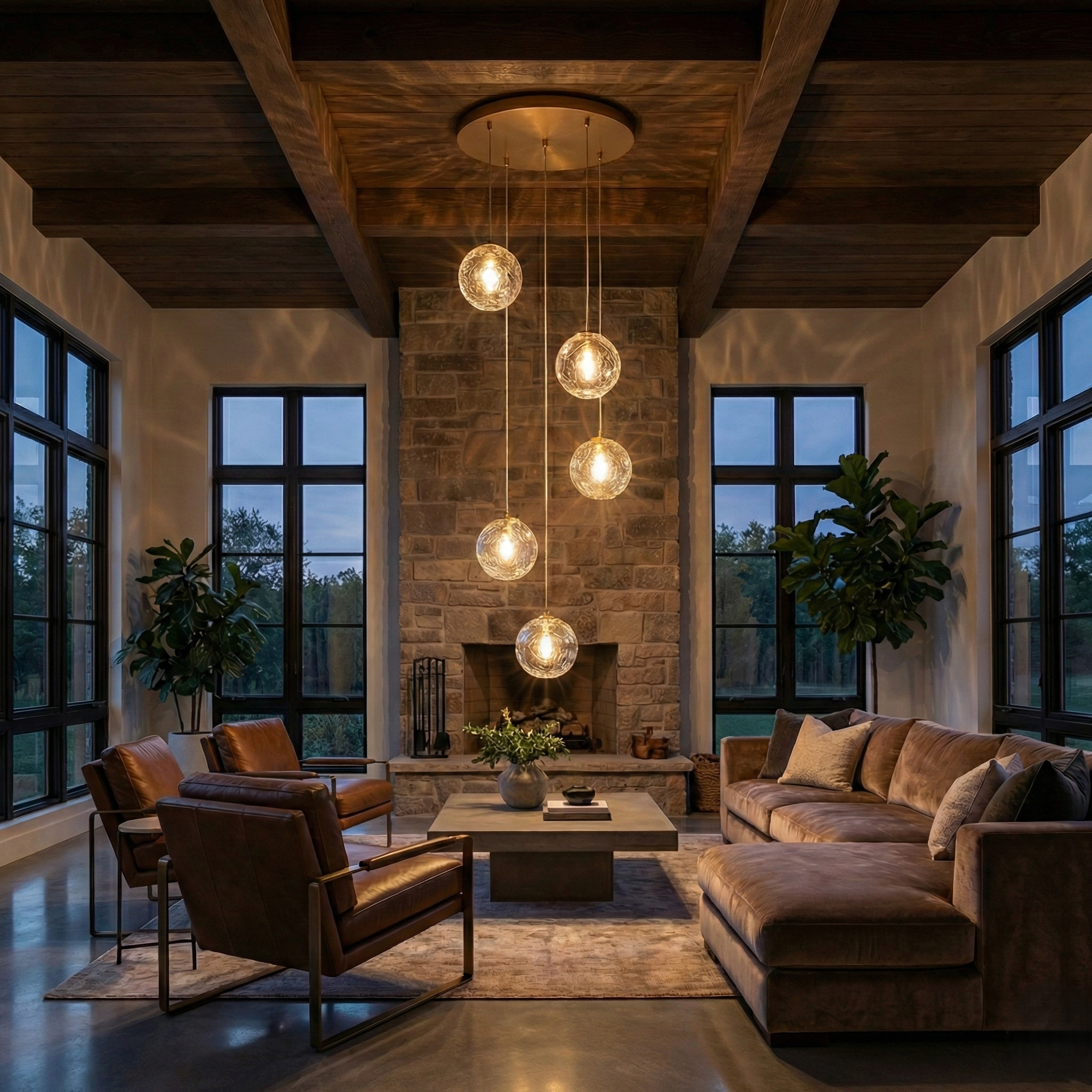 Lustra KENA Gold Abajur Transparent 5xG9