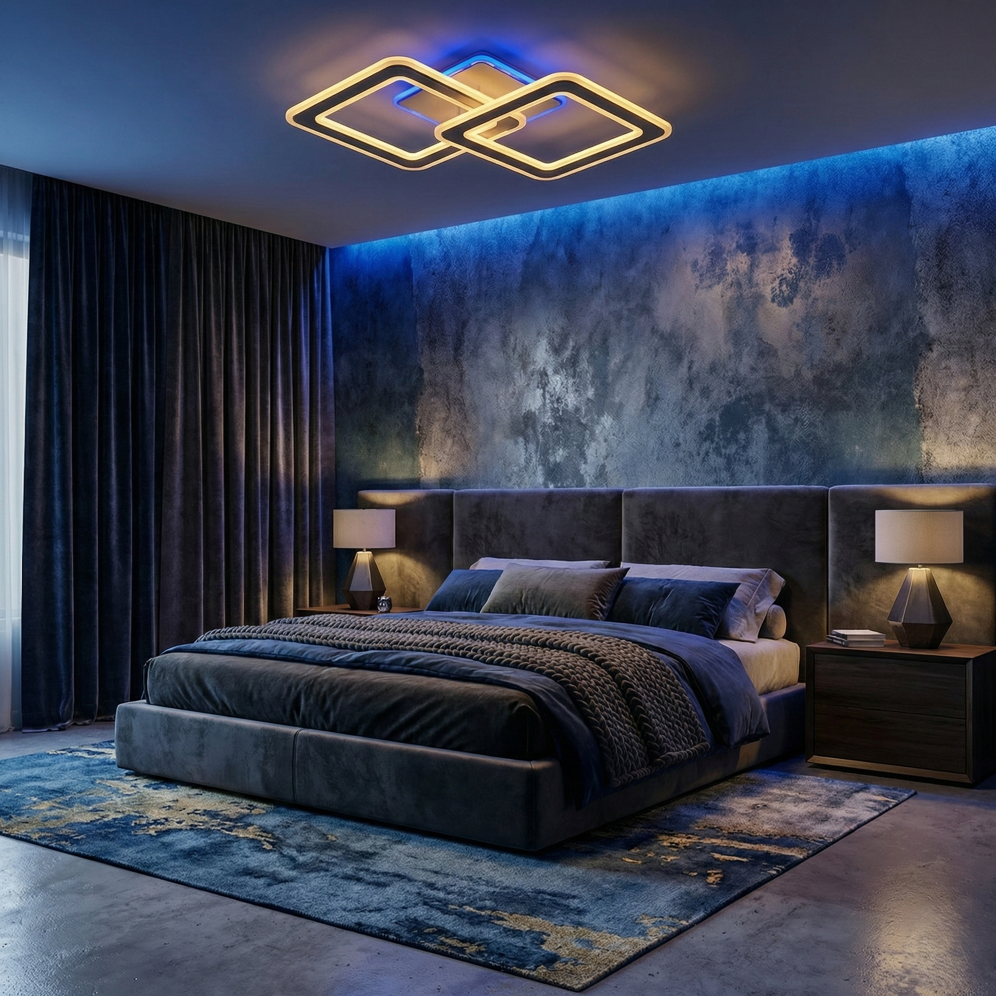 Lustra LED Two Square GRIDLINE Alba RGB Echivalent 500W Telecomanda