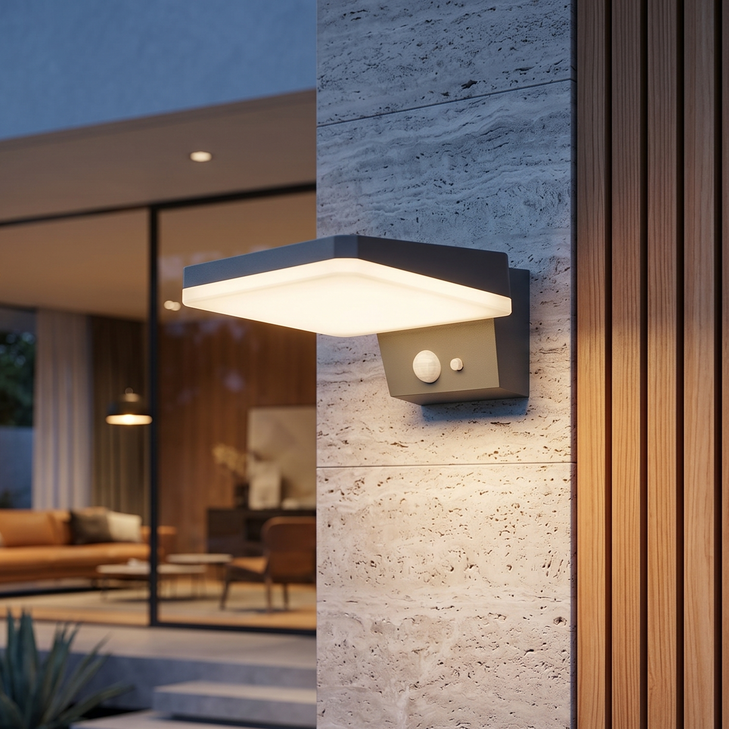 Aplica LED Solara cu Senzor ORZEN Exterior Neagra Premium