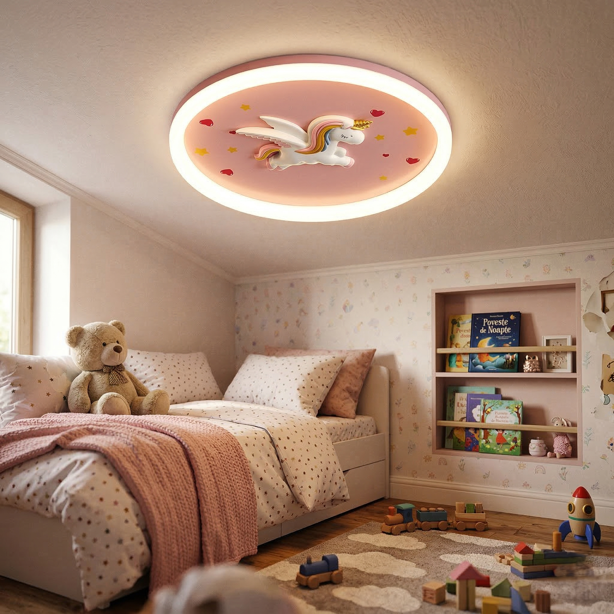 Lustra LED 142W Pink Unicorn Echivalent 800W Telecomanda