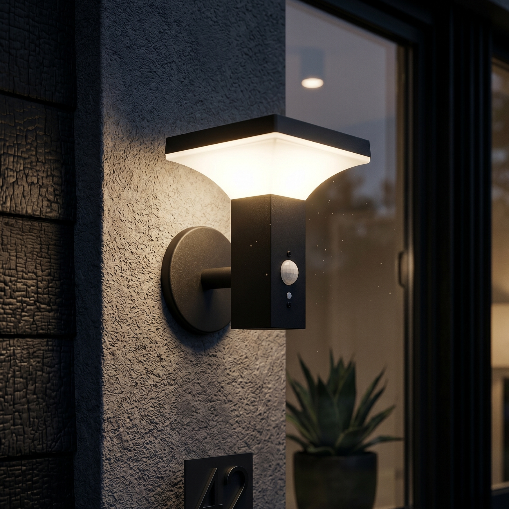 Aplica LED Solara 4W LUNOQ Exterior cu Senzor Neagra Premium