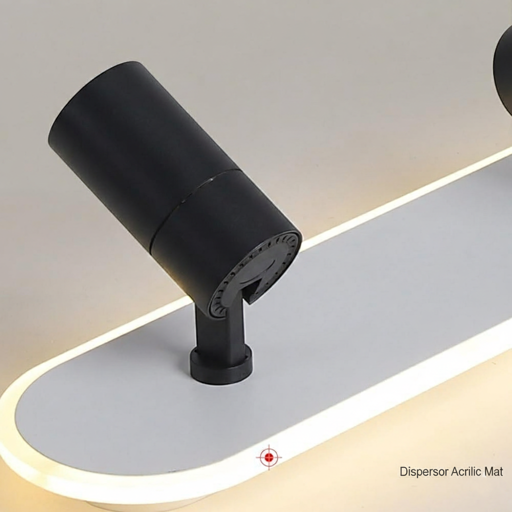 Aplica LED Cu Spoturi 60cm Alb+Negru Echivalent 200W Telecomanda