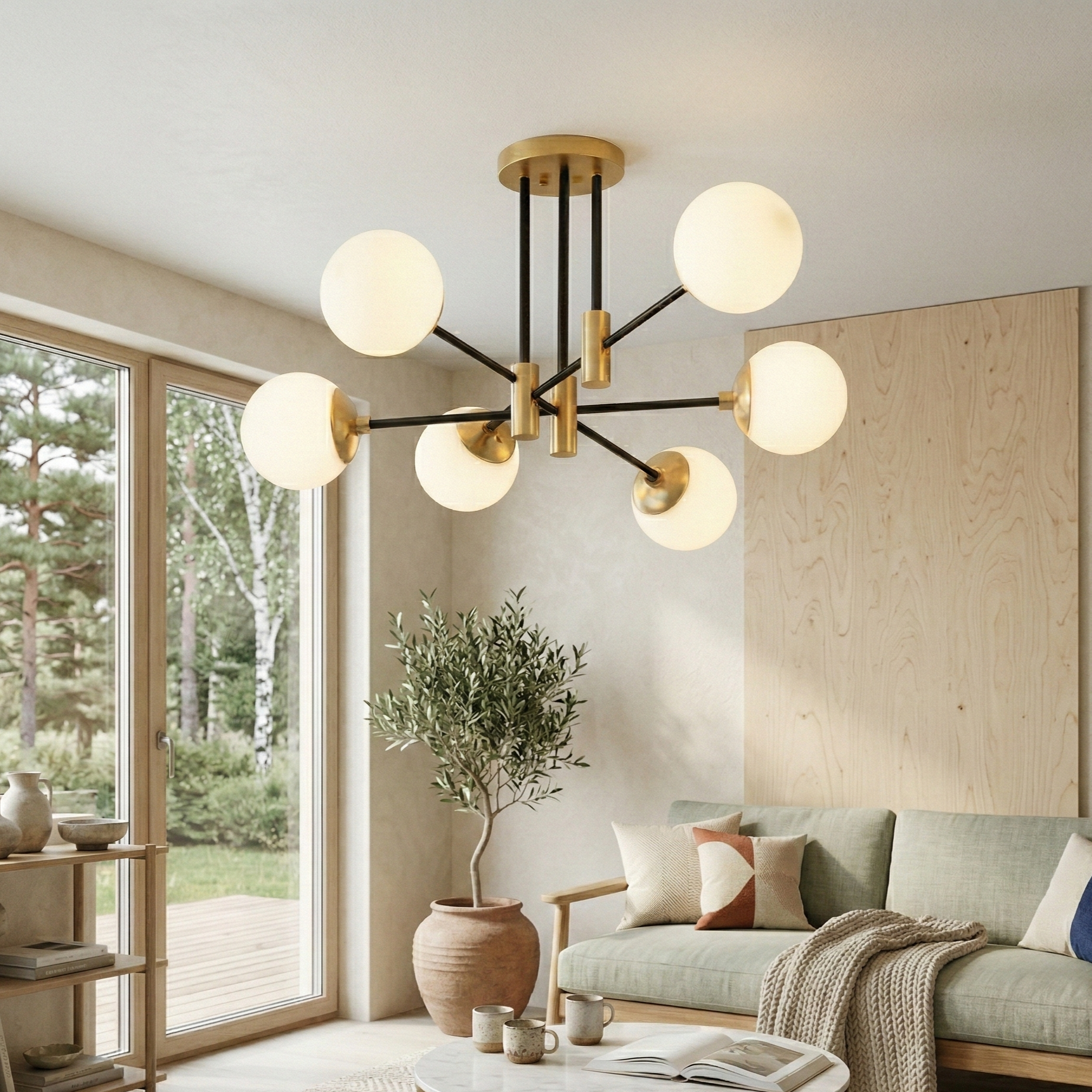 Lustra Aplicata Abajur MAT Black+Gold SOLVIK 6xE27
