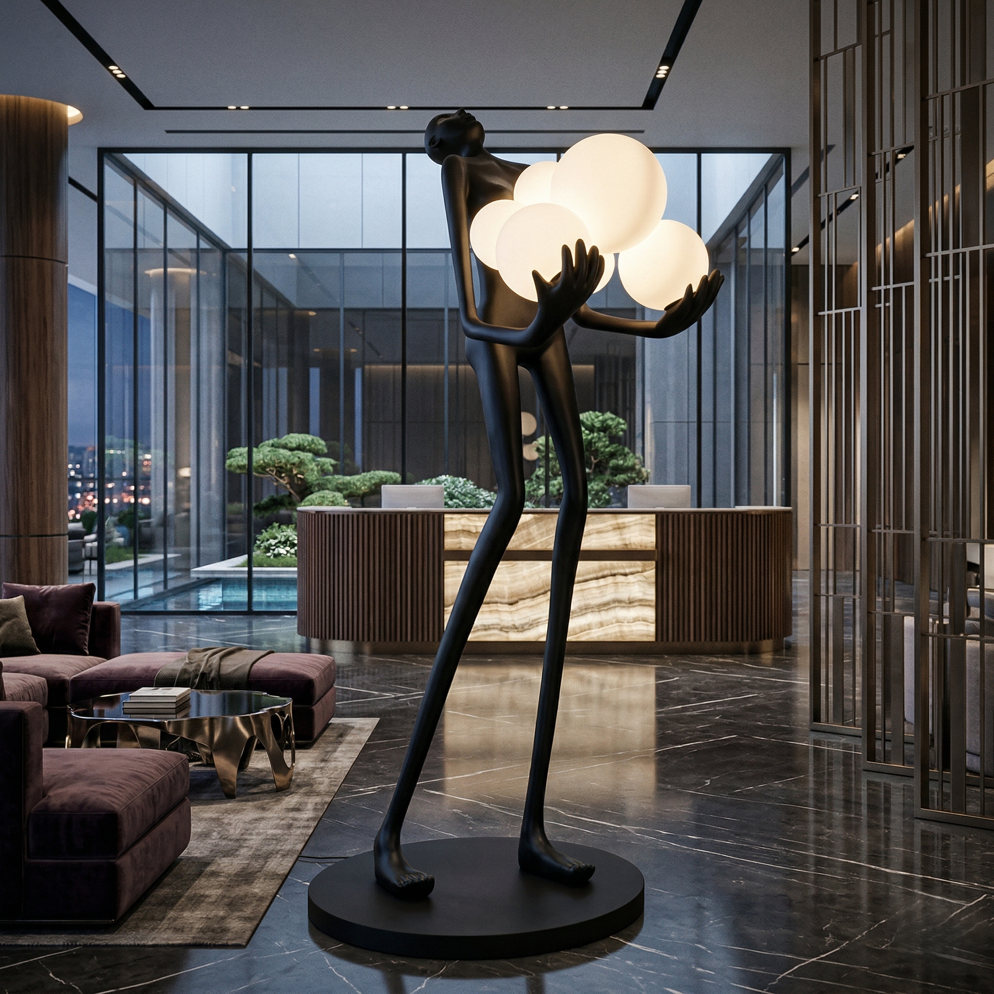 Lampadar Luxury OMNIO Black 180cm