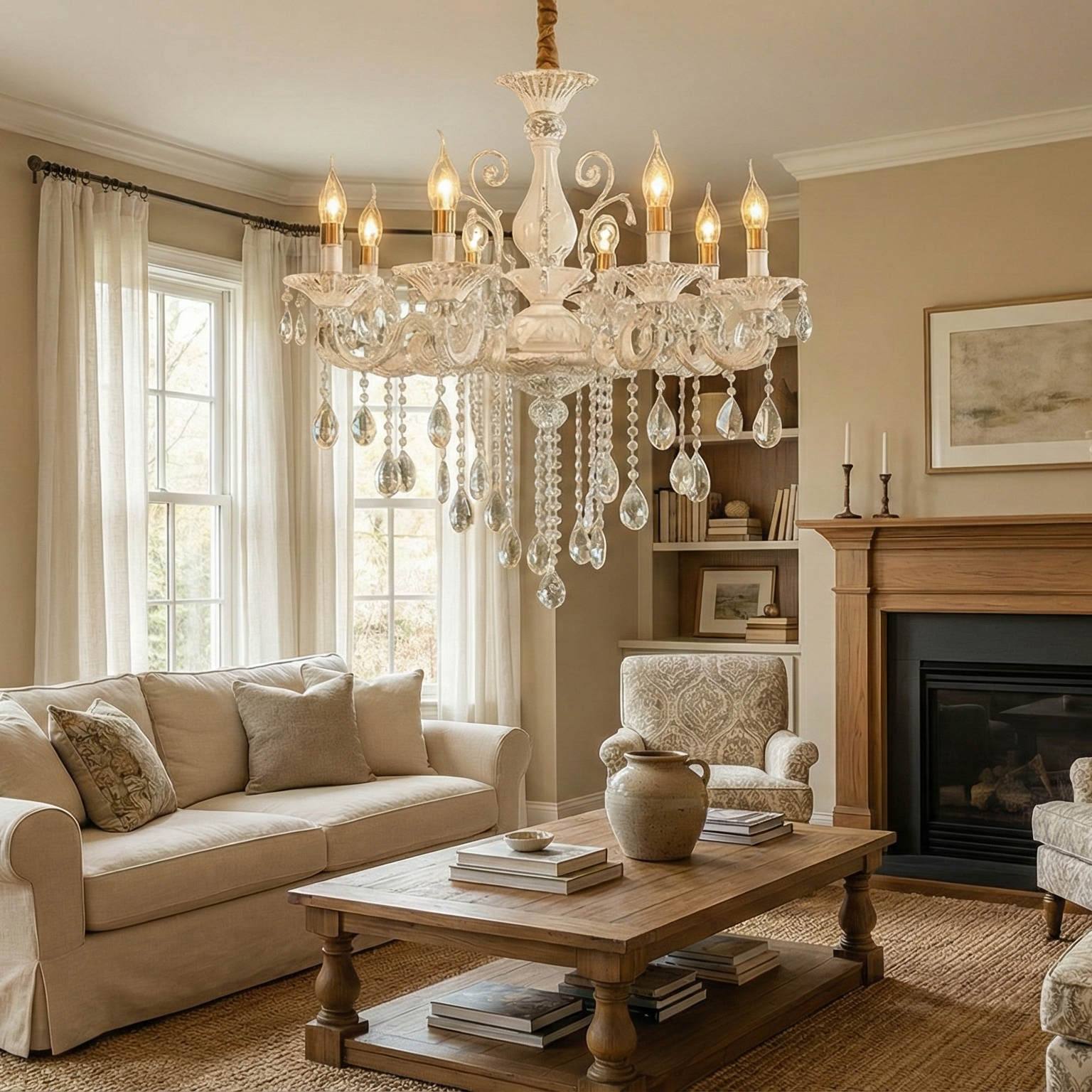 Candelabru Cristal Clasic Isabelle White 8xE14