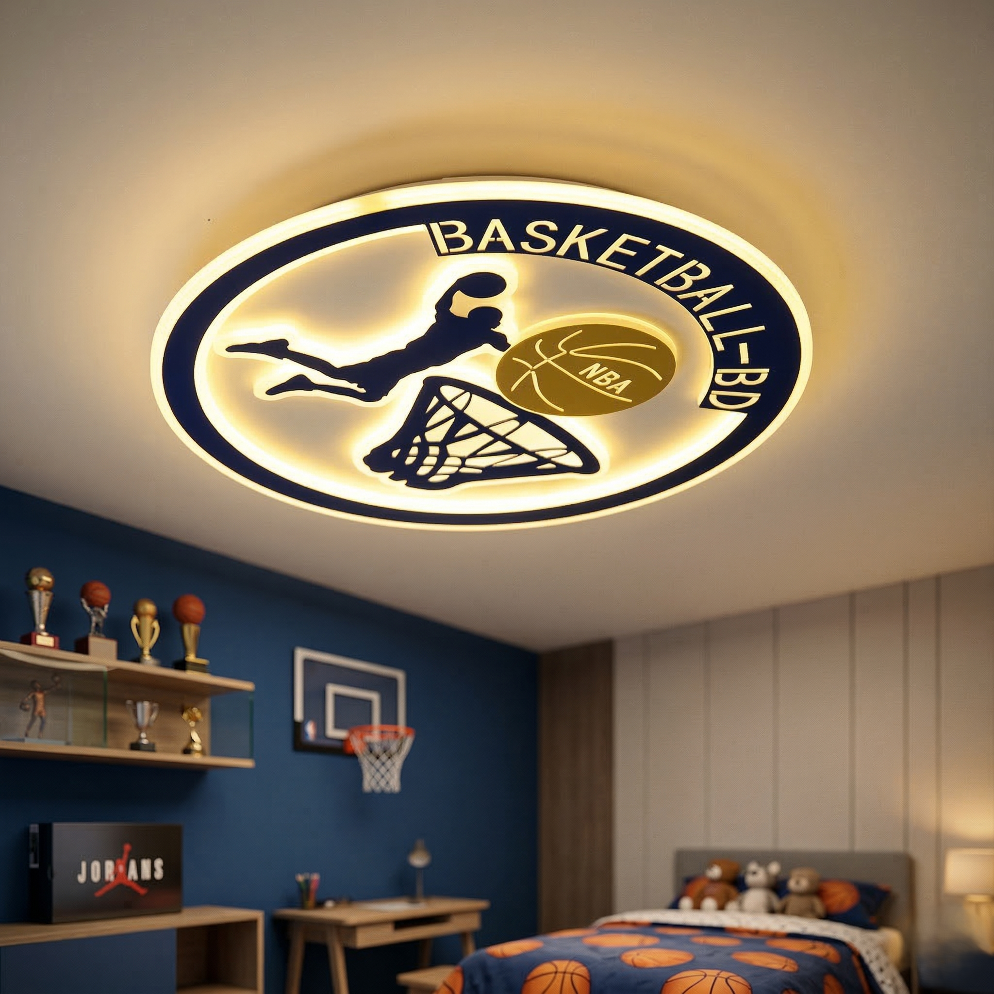 Lustra LED 142W Blue Basketball Telecomanda Echivalent 800W