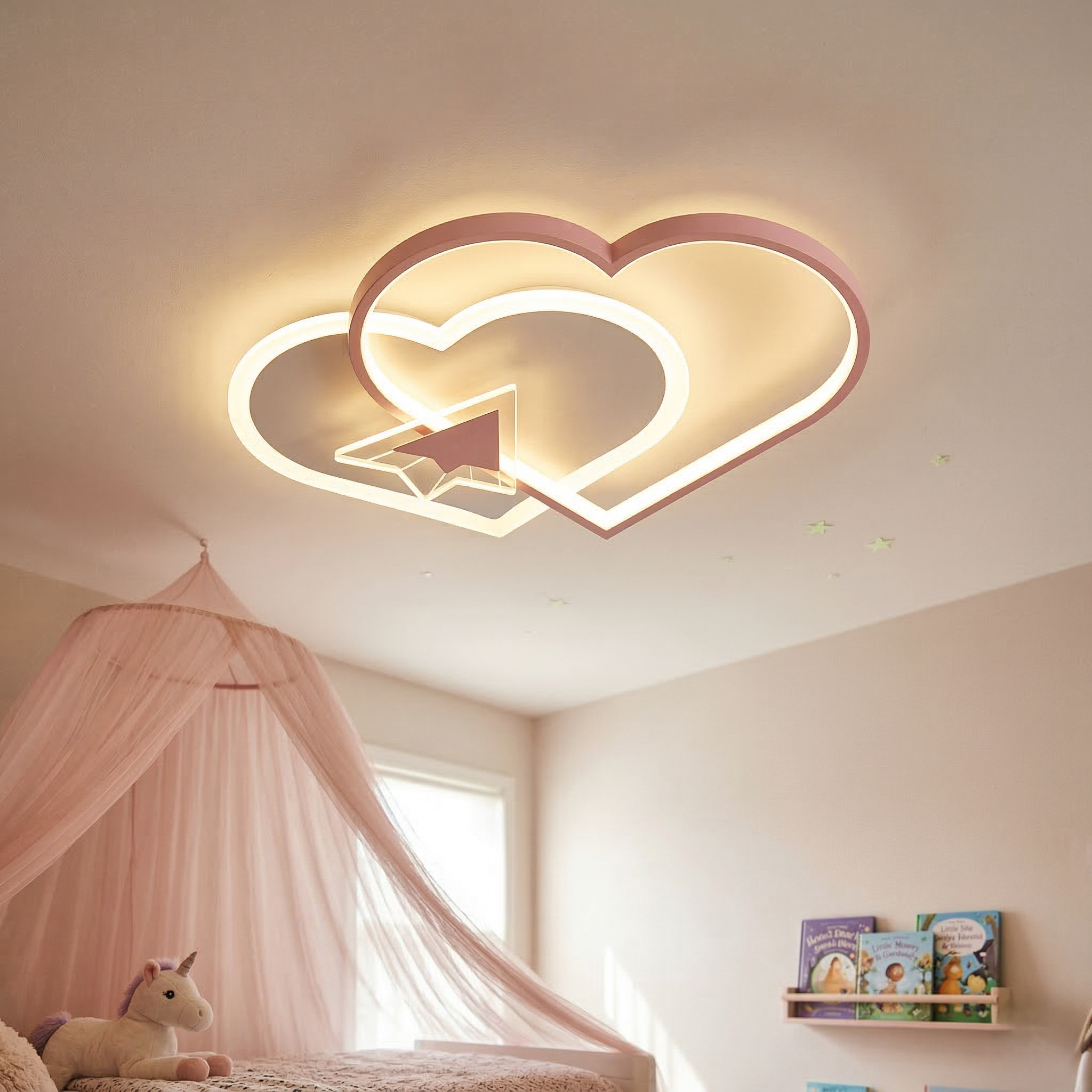 Lustra LED 78W PINK LOVE LETTER Echivalent 400W Telecomanda