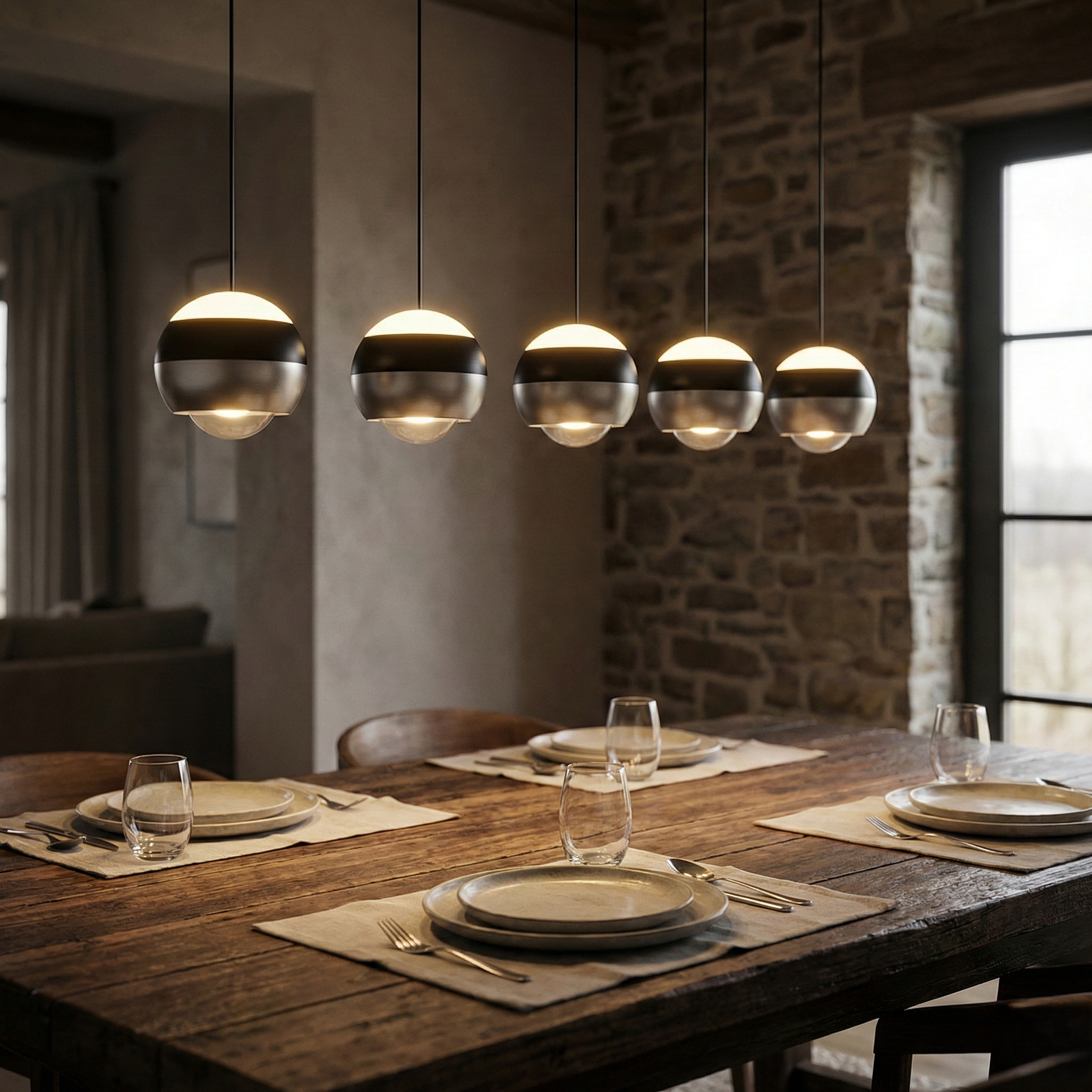 Lustra LED PREMIUM Suspendata Liniara SILVER ORBIT Echivalent 500W