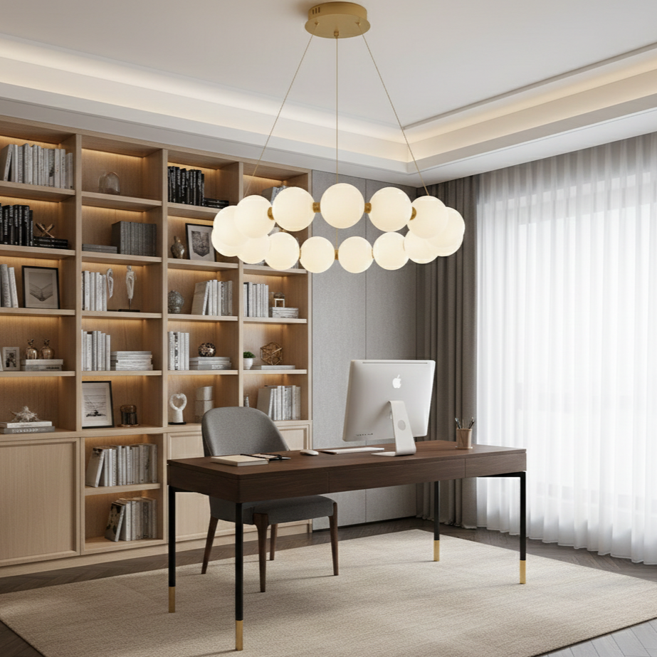 Lustra LED Suspendata Gold PEARL Echivalent 500W Telecomanda