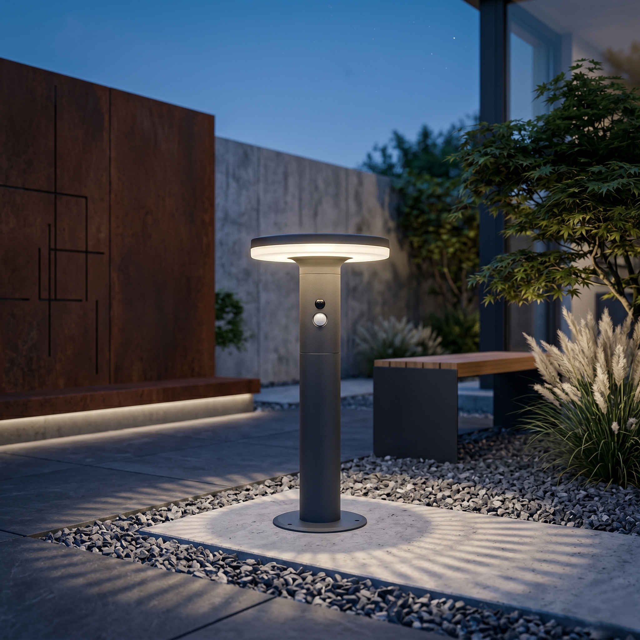 Stalp de Gradina LED ORLUX cu Incarcare Solara Senzor 38CM Premium