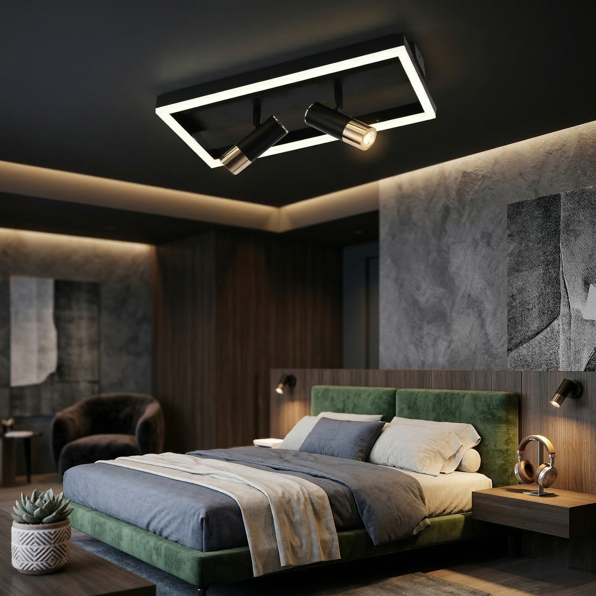 Lustra LED cu Spoturi 62W Black Square ORVELLA Echivalent 400W