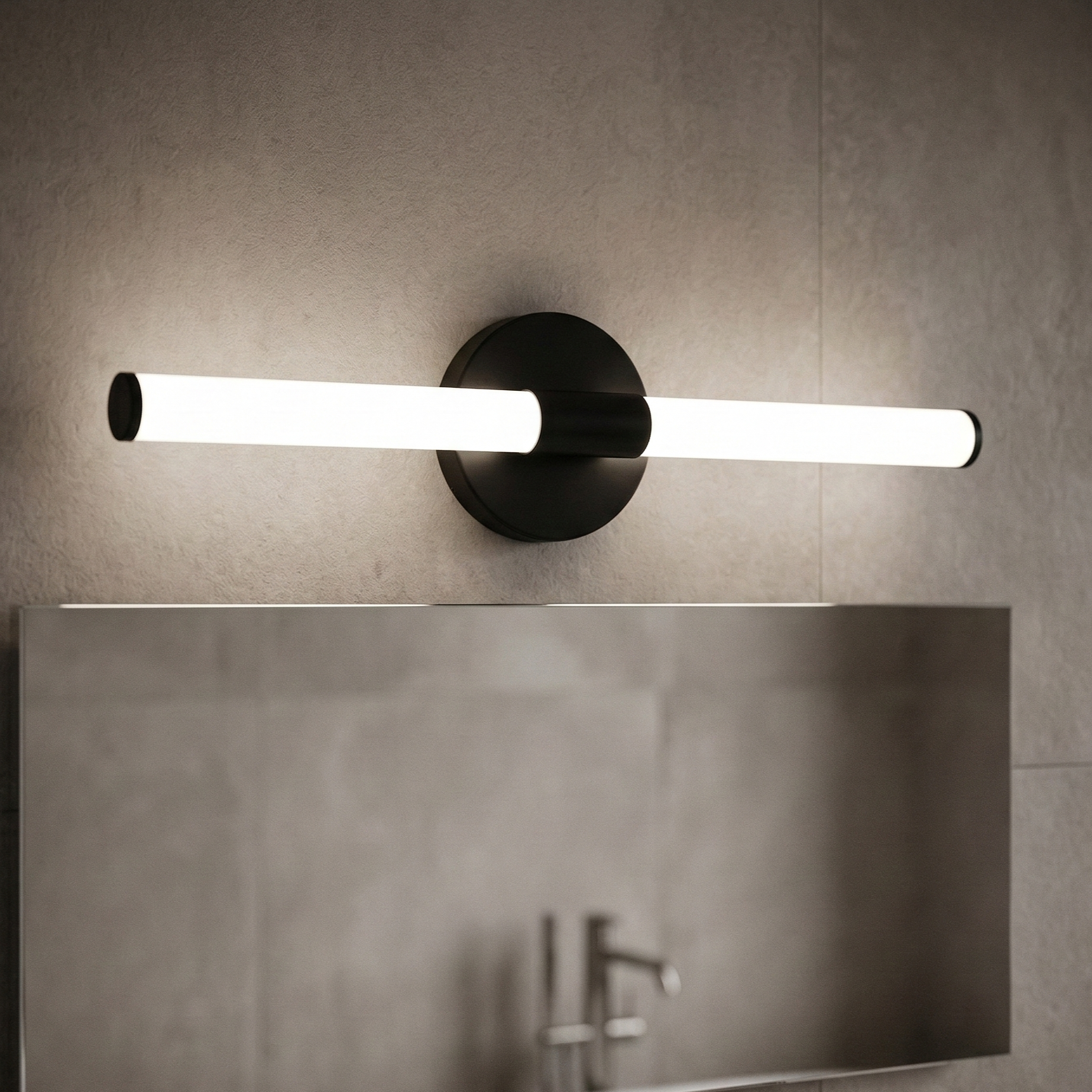 Aplica LED Baie 7W ELVORA Neagra 45cm 3 Lumini din Buton