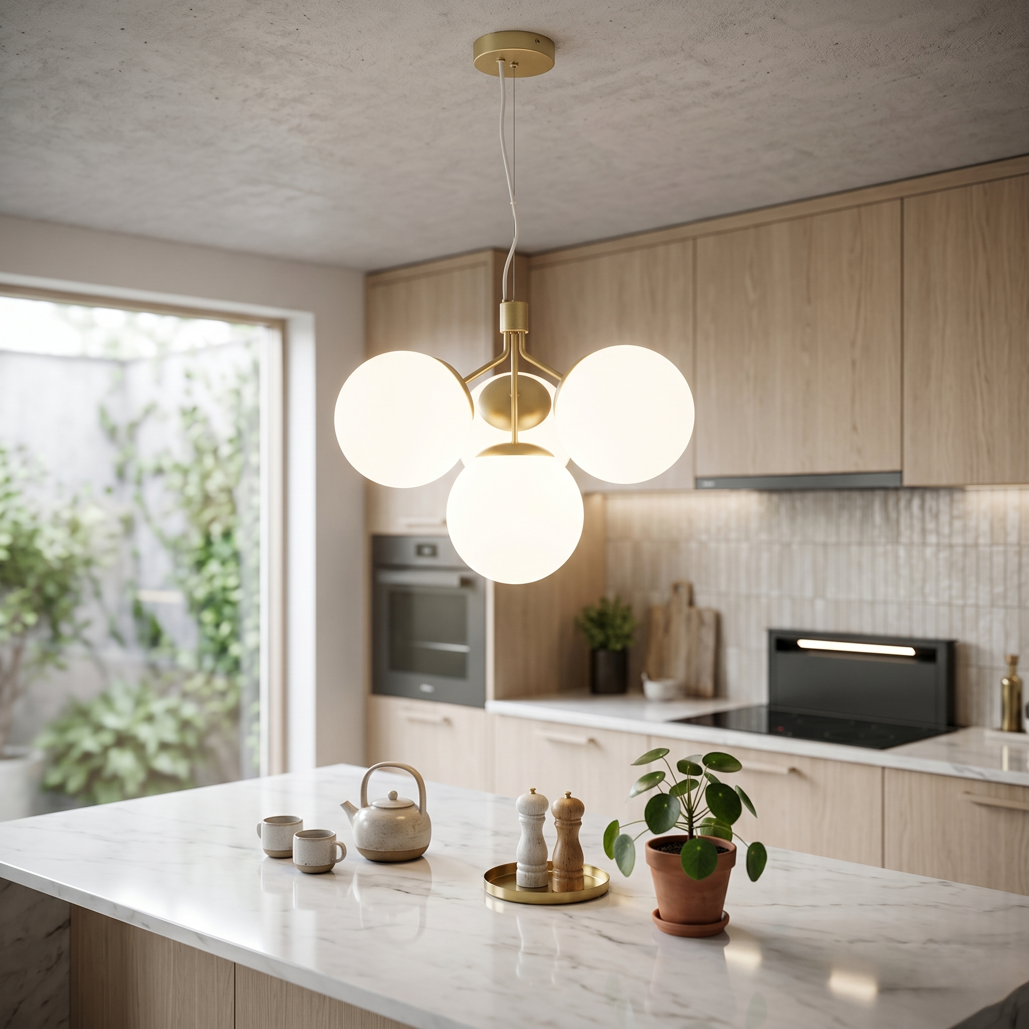 Pendul Nordic Abajur Mat 4xE27 Gold
