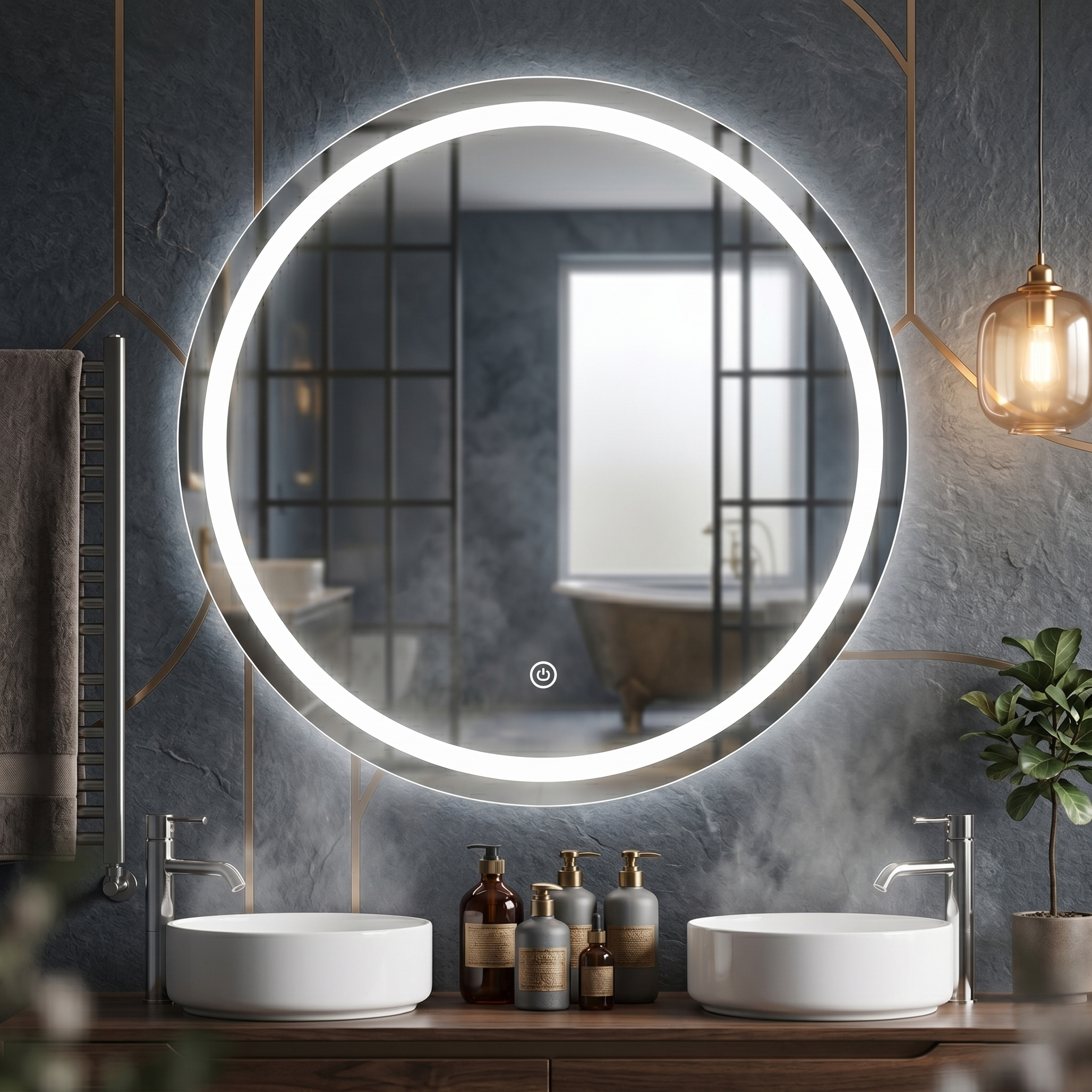 Oglinda LED Rotunda 60cm Touch 3 Functii