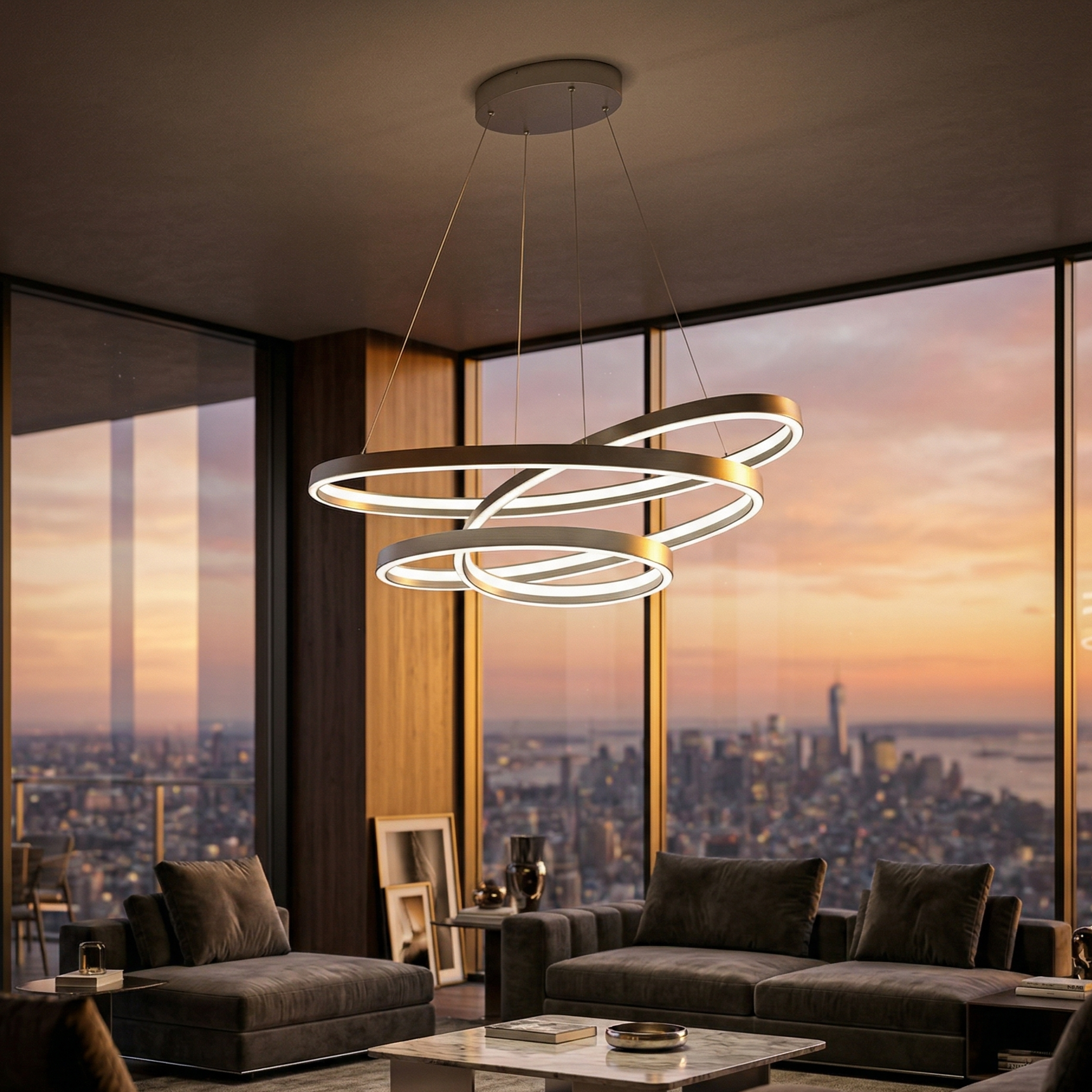 Lustra LED Suspendata Ciola Silver CINQUE Premium Echivalent 1200W