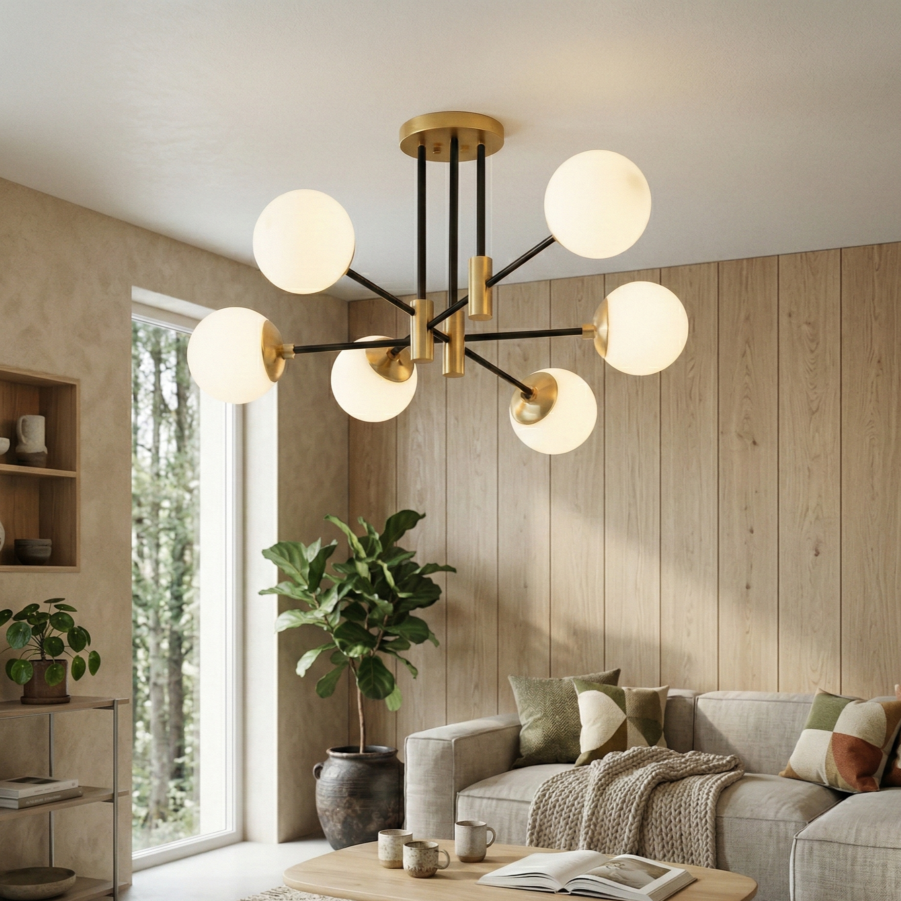 Lustra Aplicata Abajur MAT Black+Gold SOLVIK 6xE27