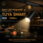 Spot LED Magnetic CCT Negru Cilindru TUYA SMART 18W 1580lm