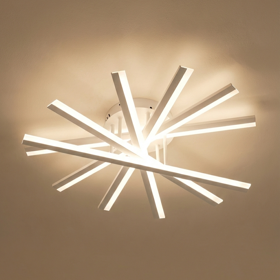 Lustra LED 6 CROSS LINNES Alb Echivalent 600W Telecomanda