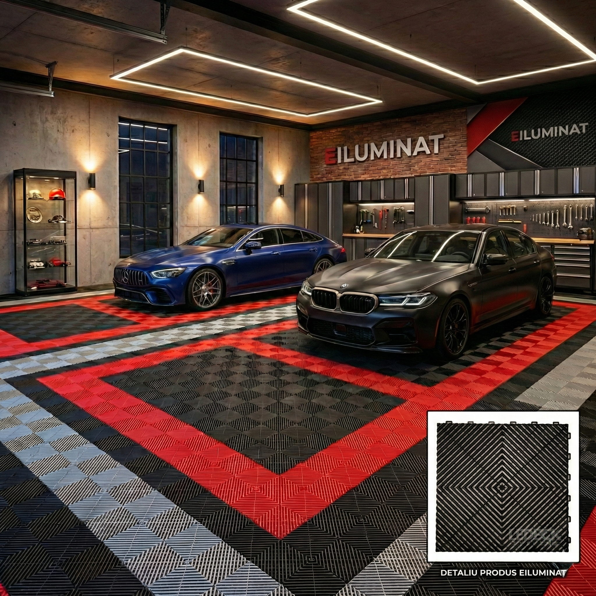 Pardoseala Modulara Neagra Din Polipropilena Rezistenta la 8 Tone 40x40CM