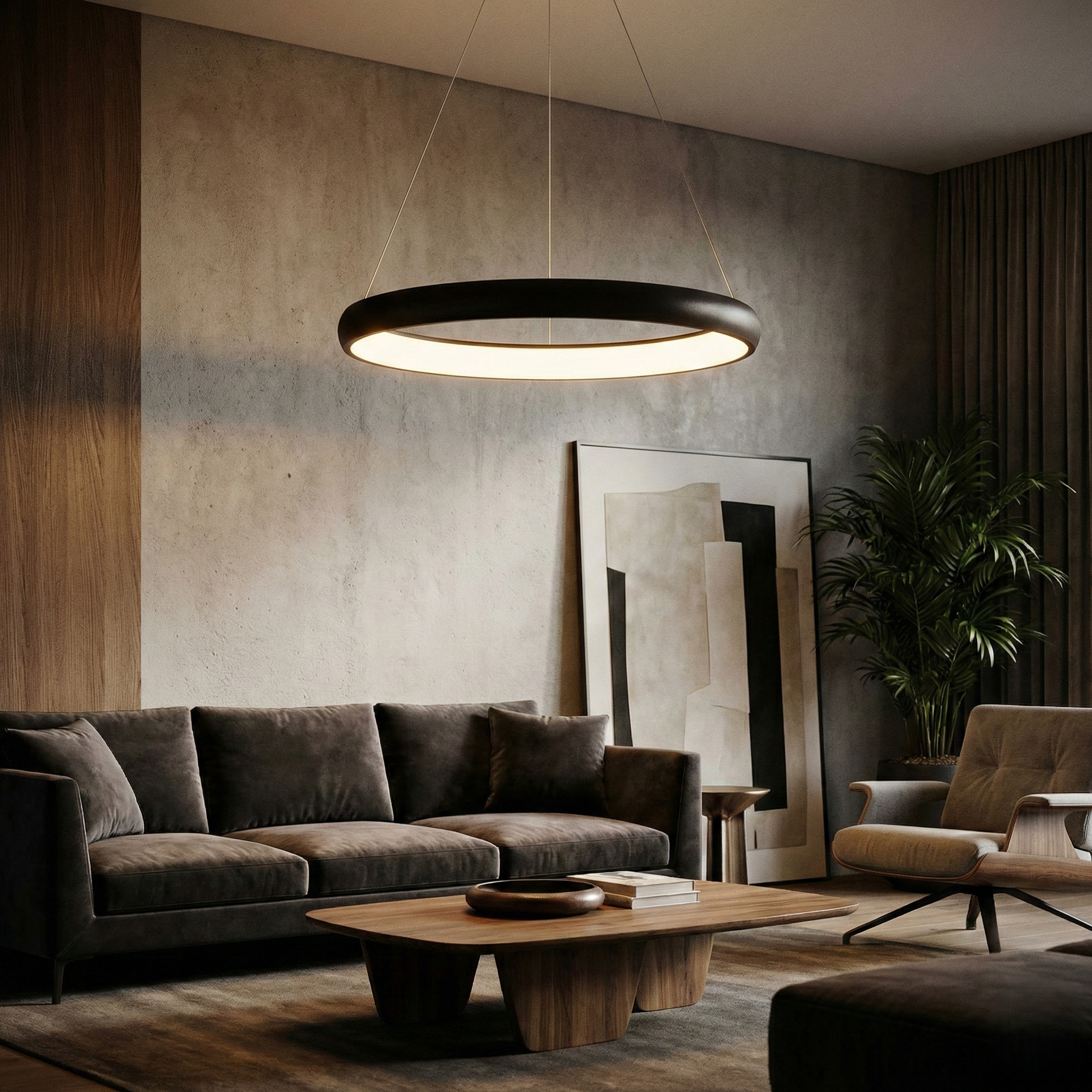 Lustra LED Suspendata BELLA Black, 3 Lumini din buton Echivalent 500W