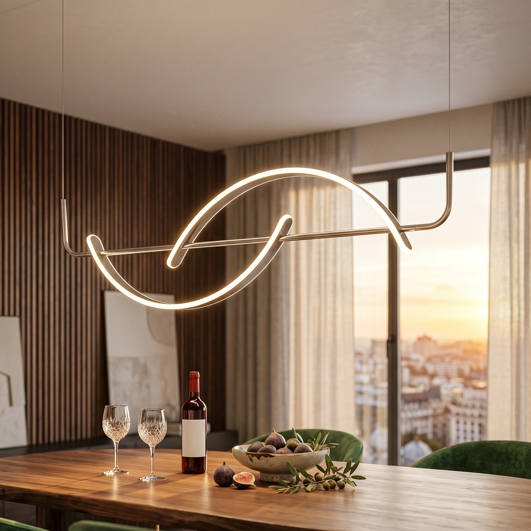 Lustra LED Suspendata Liniara Premium Silver ORIVA Echivalent 200W