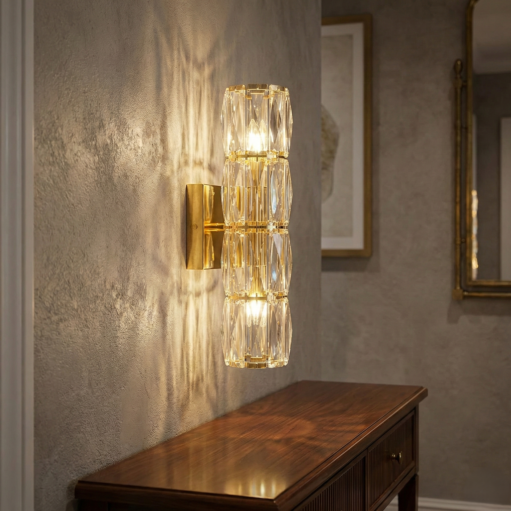 Aplica LED 40W GOLD Cristal Cilindru 40CM