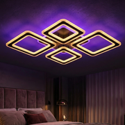 Lustra LED 4 Diamond GRIDLINE RGB Neagra Echivalent 800W Telecomanda